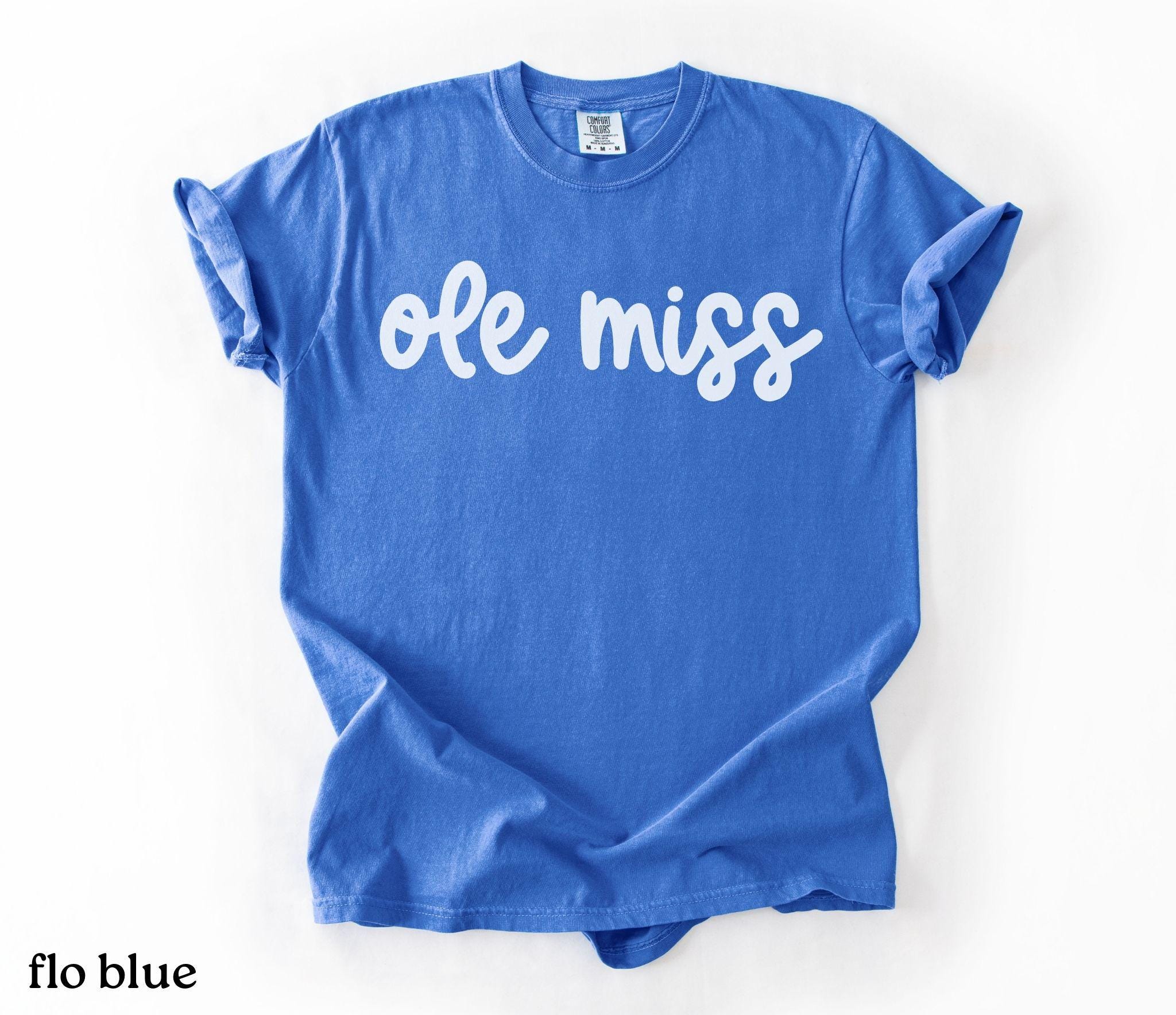 Ole Miss Comfort Colors® 1717 Unisex T-shirt, Mississippi Football Game Day Outfit, SwiftPOD, College Season Gift for Women and Men