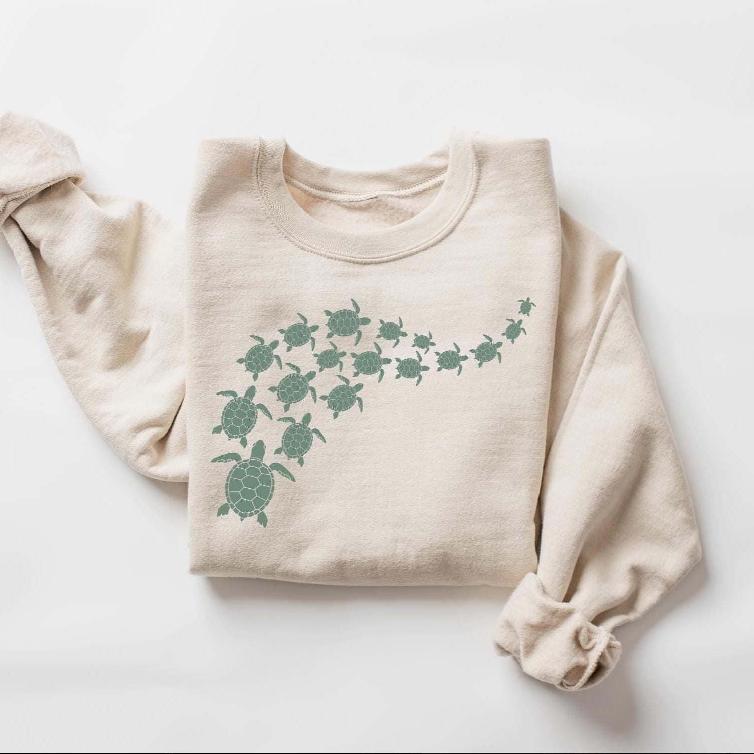 Ocean Turtle Sun Sweatshirt, Gildan 5000 Unisex Tee, Summer Beach Shirt, Save The Turtles Gift, Women's Aesthetic Outfit, Printify Choice