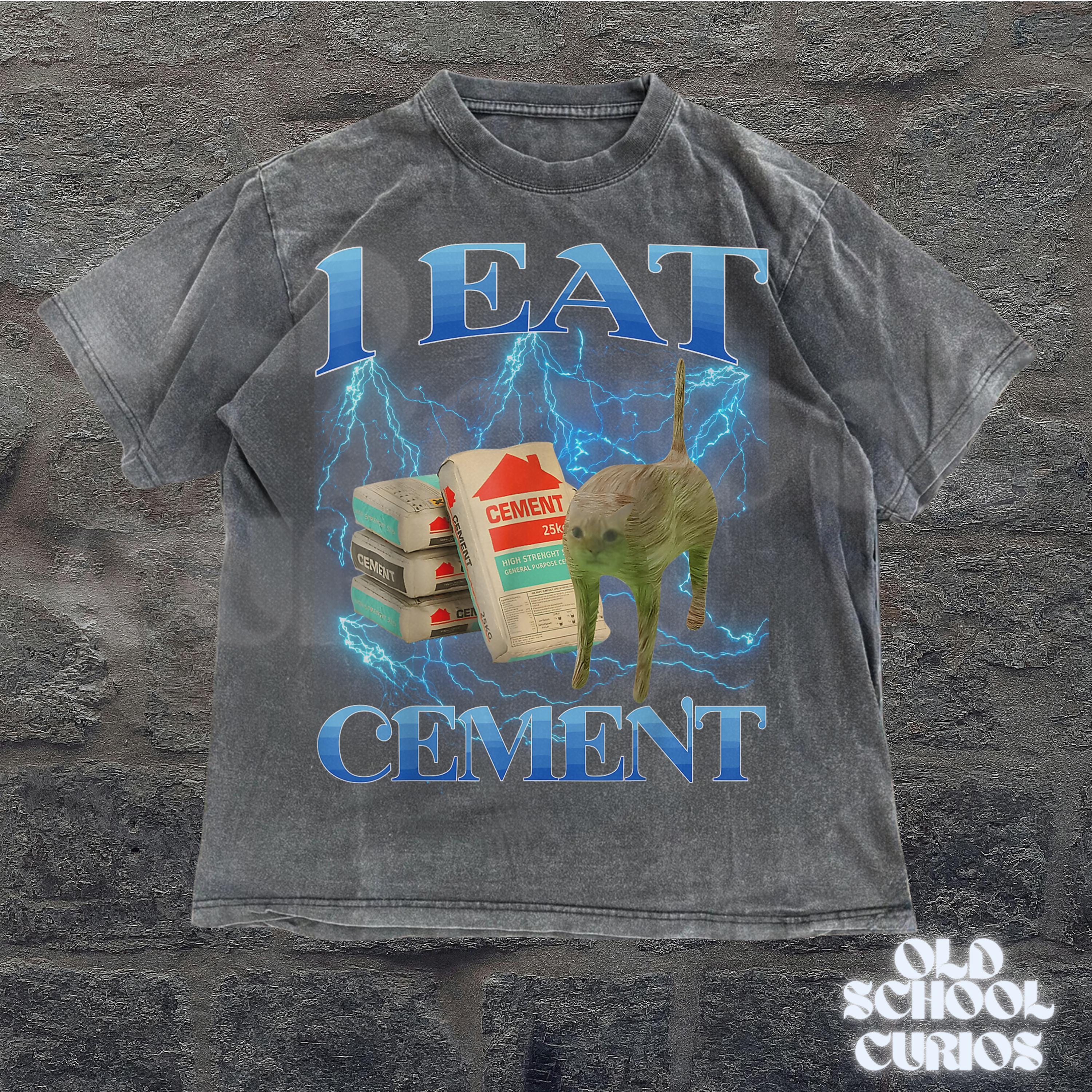 I Eat Cement Cursed Cat Vintage Shirt, Comfort Colors® 1717 Unisex Gift, Retro Graphic Tee, SwiftPOD 90s Style for Cat Lovers, Funny Aesthetic Outfit