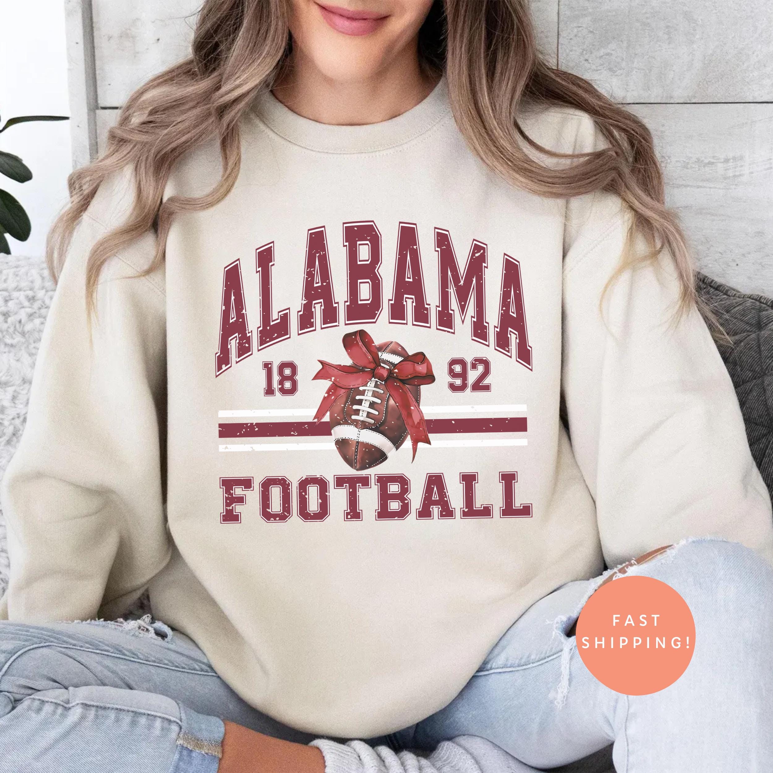 Vintage Comfort Colors ® Football Sweatshirt, Retro Crewneck with Holiday Bow, Collegiate Game Day Top, Fan Apparel, Sunday Sportswear