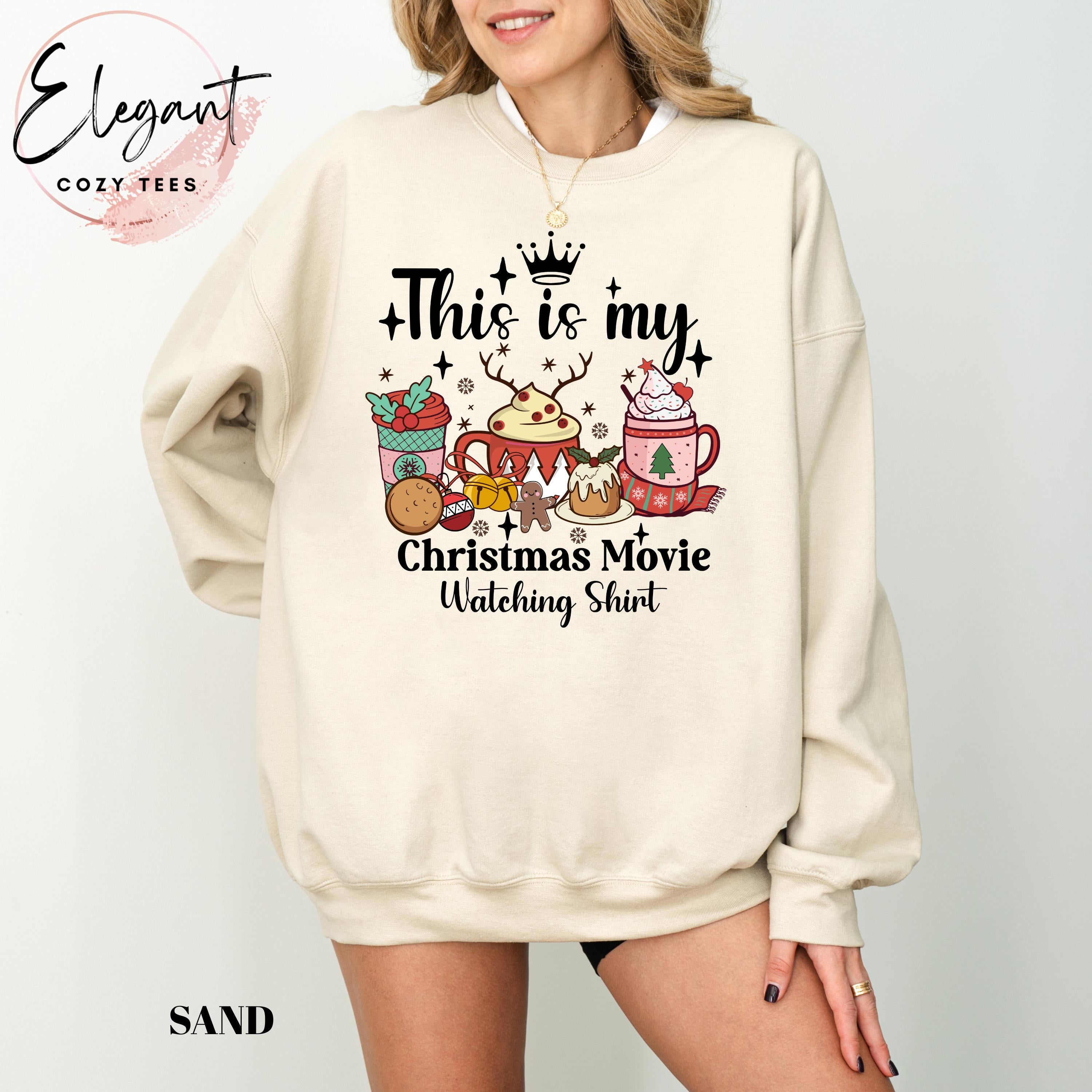 Holiday Spirit Sweatshirt for Women: Gildan 18000 Christmas Movie Watching Shirt, Cozy Gift Outfit