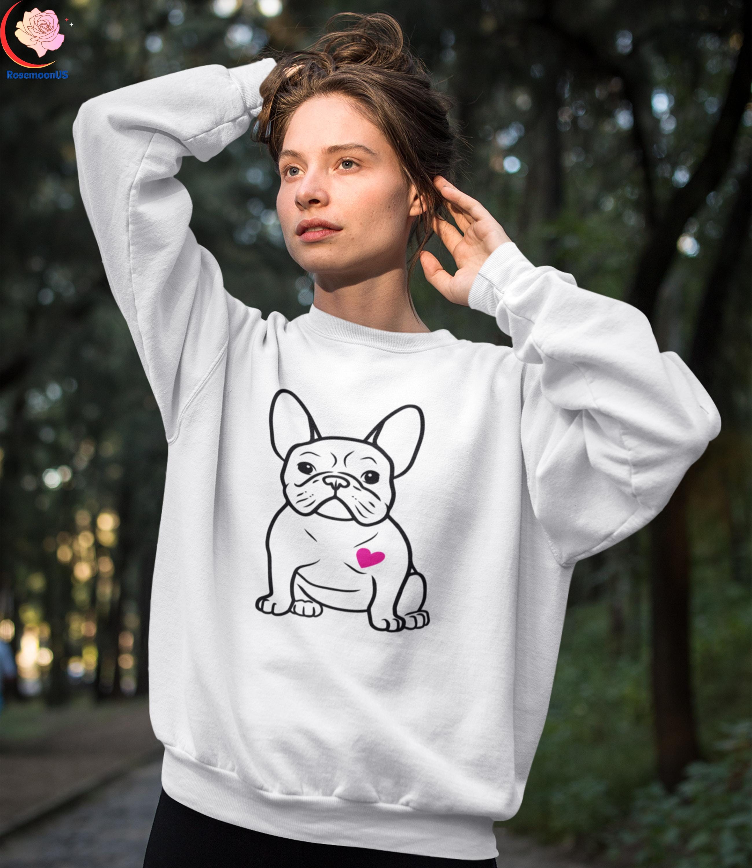 French Bulldog Heart Gildan 18000 Sweatshirt, Unisex Frenchie Lover Hoodie, Cozy Dog Gift, Printify Choice, Birthday Outfit for Women & Men