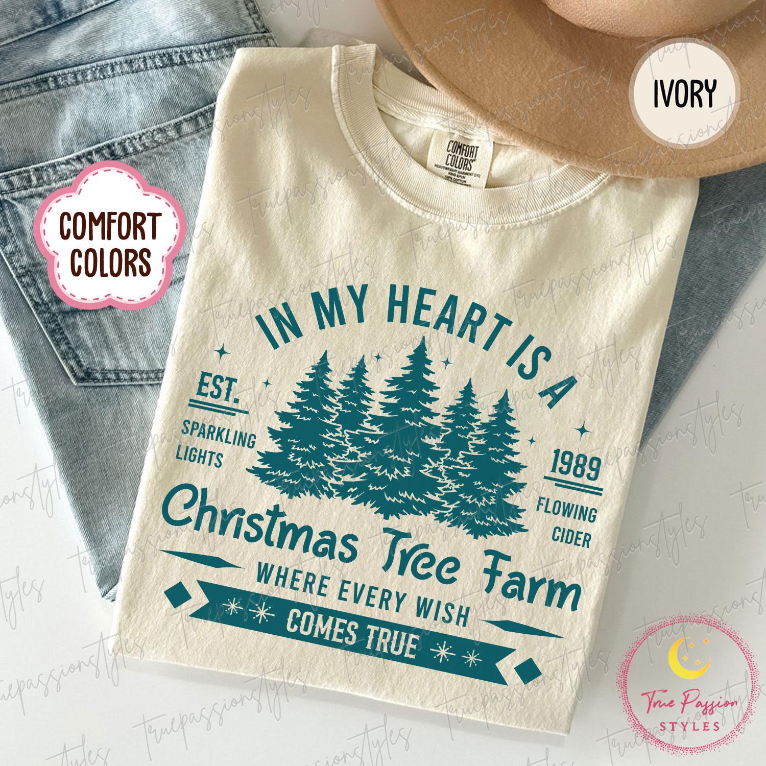 Comfort Colors® 1717 Christmas Tree Farm Sweatshirt, Unisex Garment-Dyed Shirt, Cute Winter Gift for Women, Viral Christmas Outfit S04715