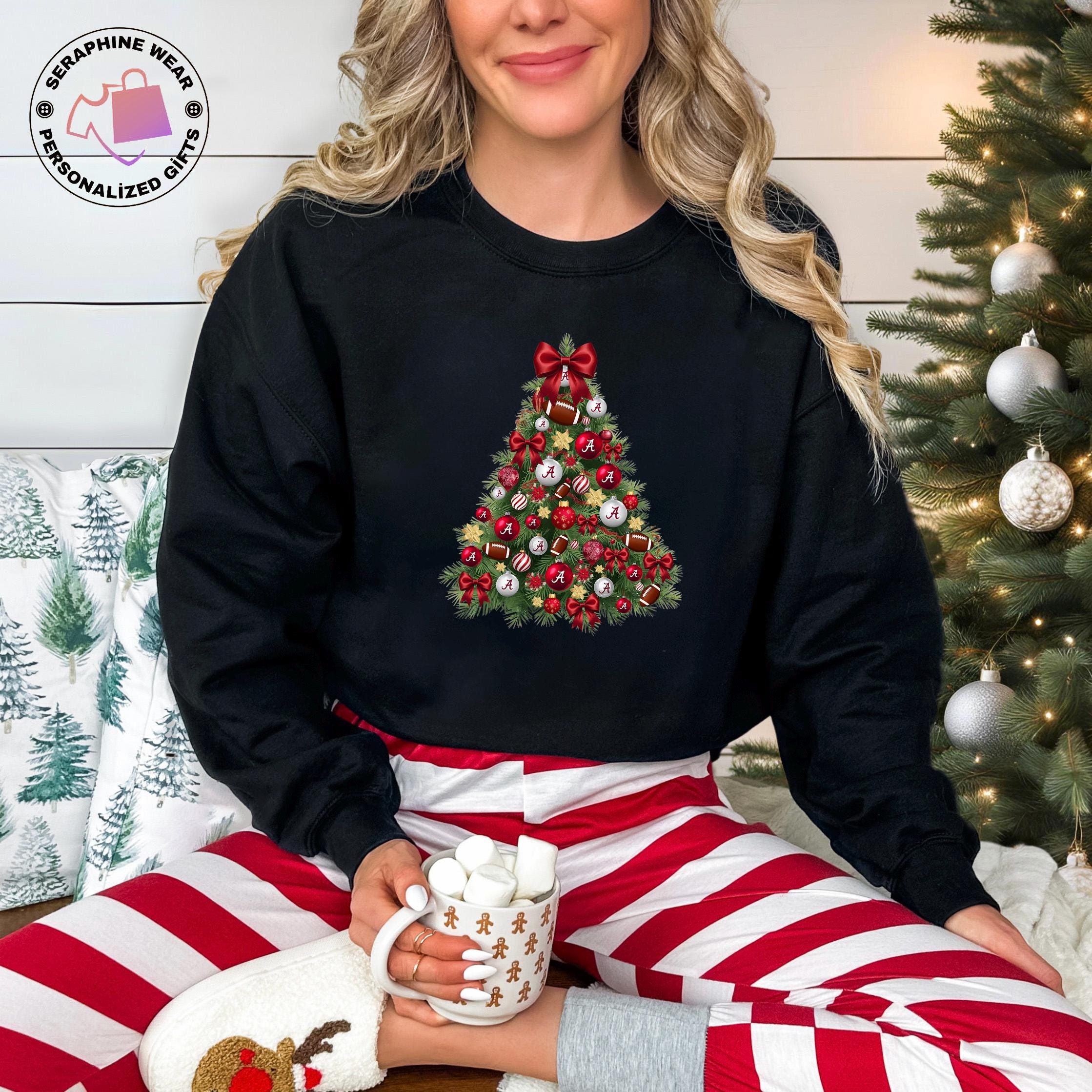 Gildan 18000 Coquette Christmas Tree Sweatshirt, Printify Choice Crimson Game Day Sweater, Sports Mom Holiday Gift, Aesthetic Bama Football Shirt for Women, Cozy Unisex Outfit for Winter