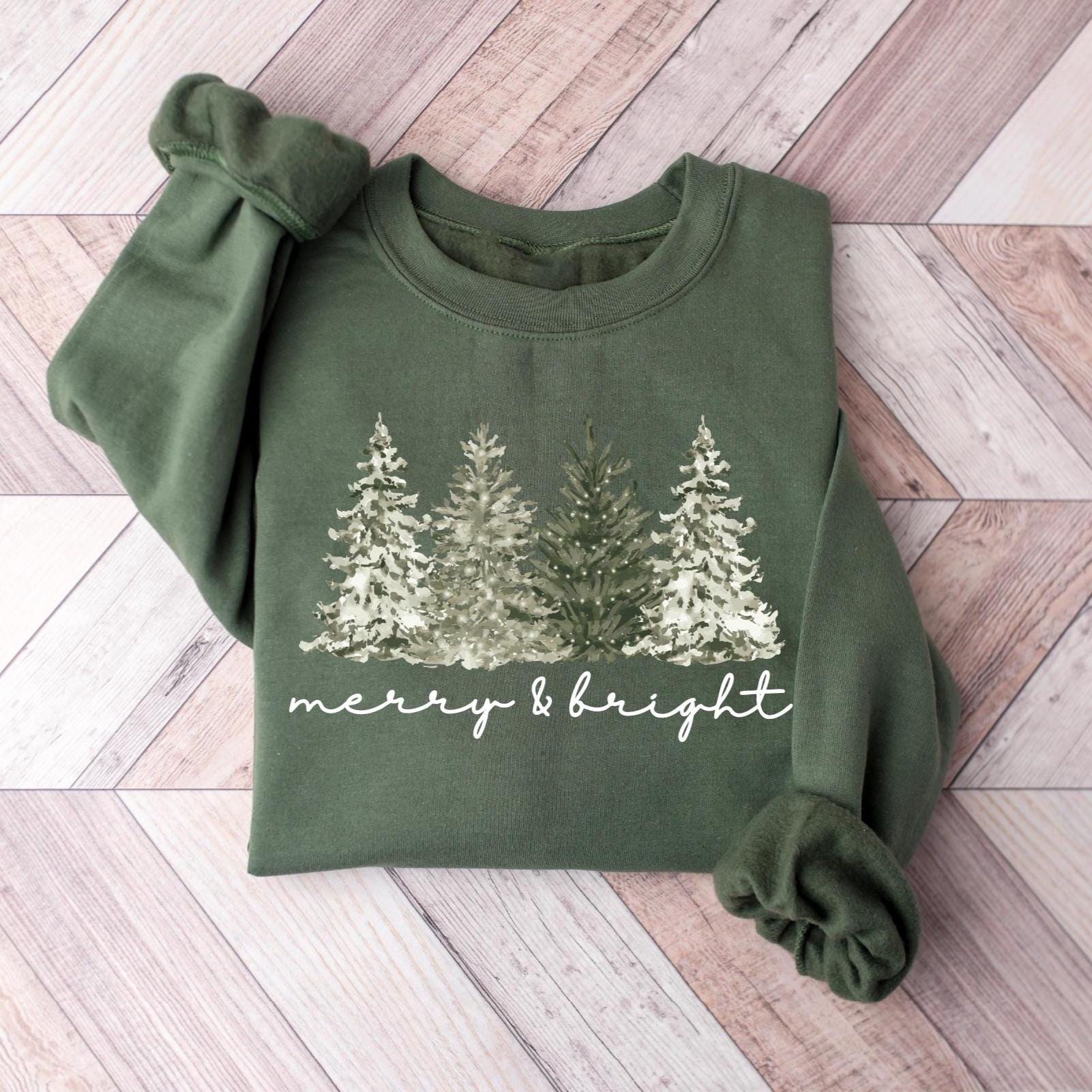 ✨Gildan 18000 Merry & Bright Xmas Sweatshirt: Women's Festive Gift, Cozy Printify Choice✨