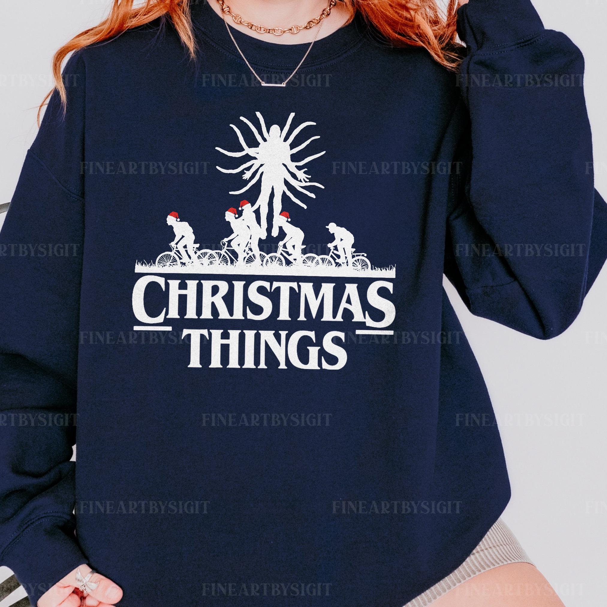 Comfort Colors® 1566 Stranger Holiday Sweatshirt, Unisex Garment-Dyed Xmas Gift, Cozy Hawkins Fan Outfit for Women & Men