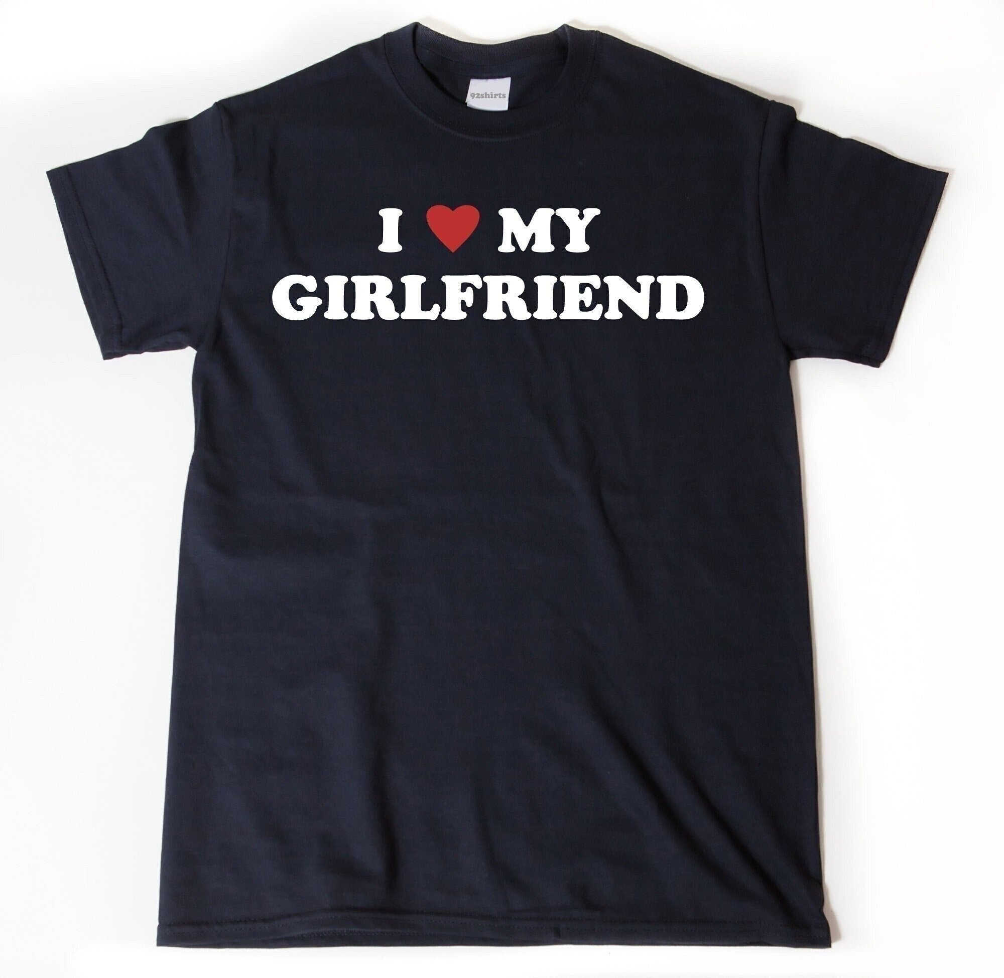 Gildan 5000 Unisex Heavy Cotton Tee - I Love My Girlfriend Valentine's Day Gift Shirt for Him & Her - Perfect Printify Choice for Couples