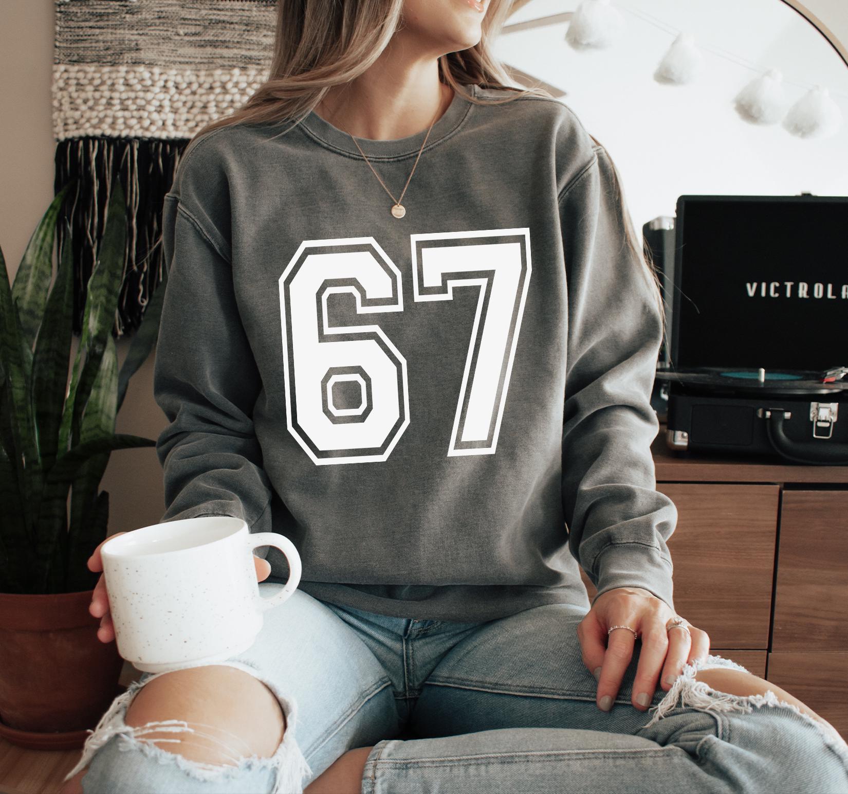 Trendy Meme Sweatshirt for Women & Men: Gildan 18000 Six Seven Shirt, Cozy Printify Choice, Viral Outfit for All Seasons