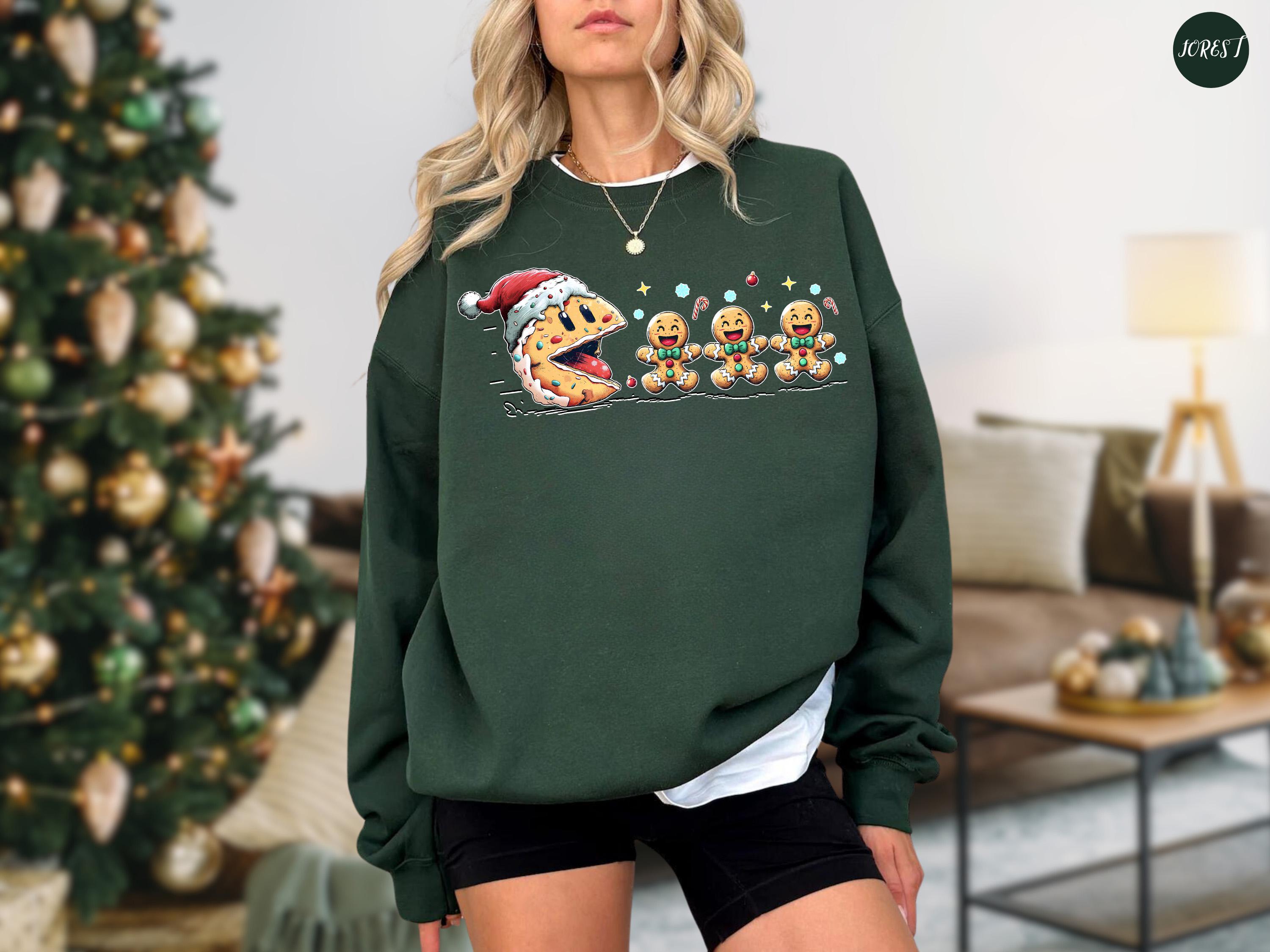 Pac Man Cookie Shirt - Gildan 5000 Unisex Heavy Cotton Tee, Funny Gingerbread Christmas Shirt for Men & Women, Holiday Humor Outfit, Festive Cookies Tee, Perfect Gift Choice by Printify