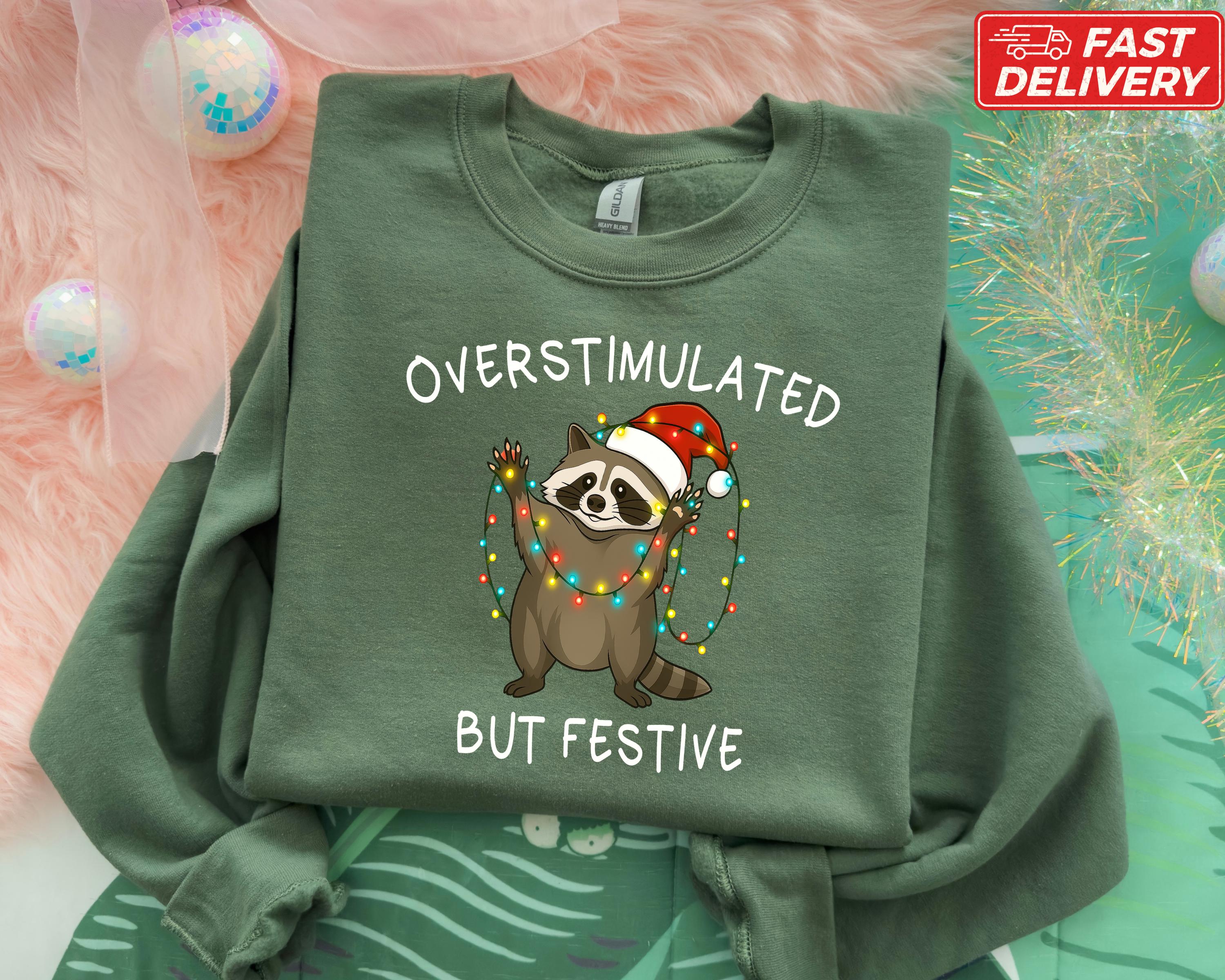 Retro Festive Racoon Christmas Sweatshirt - Gildan 18000 Heavy Blend Crewneck for Women & Men, Funny Meme Holiday Outfit, Perfect Gift, Cozy & Durable Unisex Printify Choice