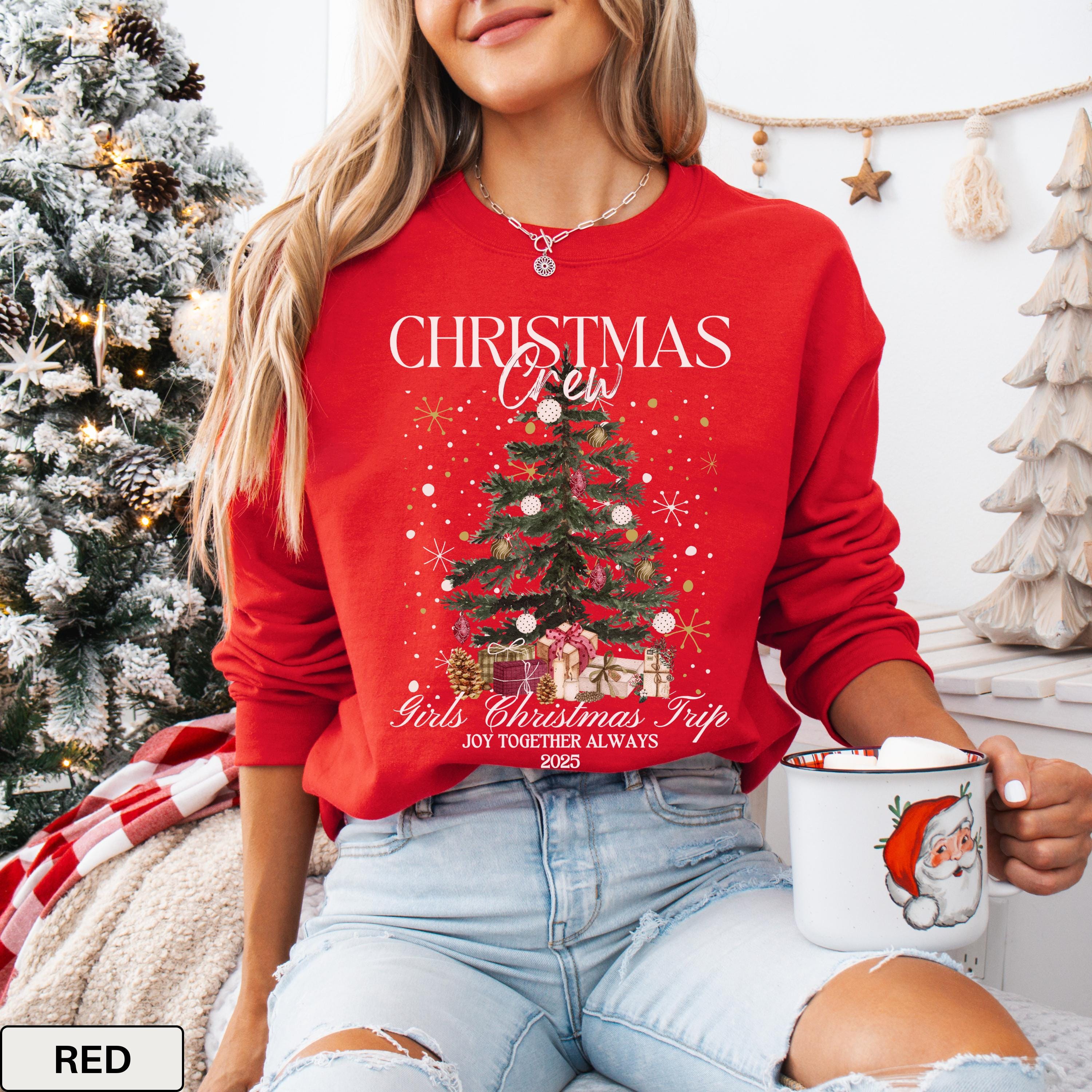 Christmas Girls Trip Sweatshirts for Women – Cozy Gildan 18000 Crewneck, Perfect Matching Besties Xmas Outfit, Printify Choice, Ideal Gift for Girls Weekend or Holiday Aesthetic