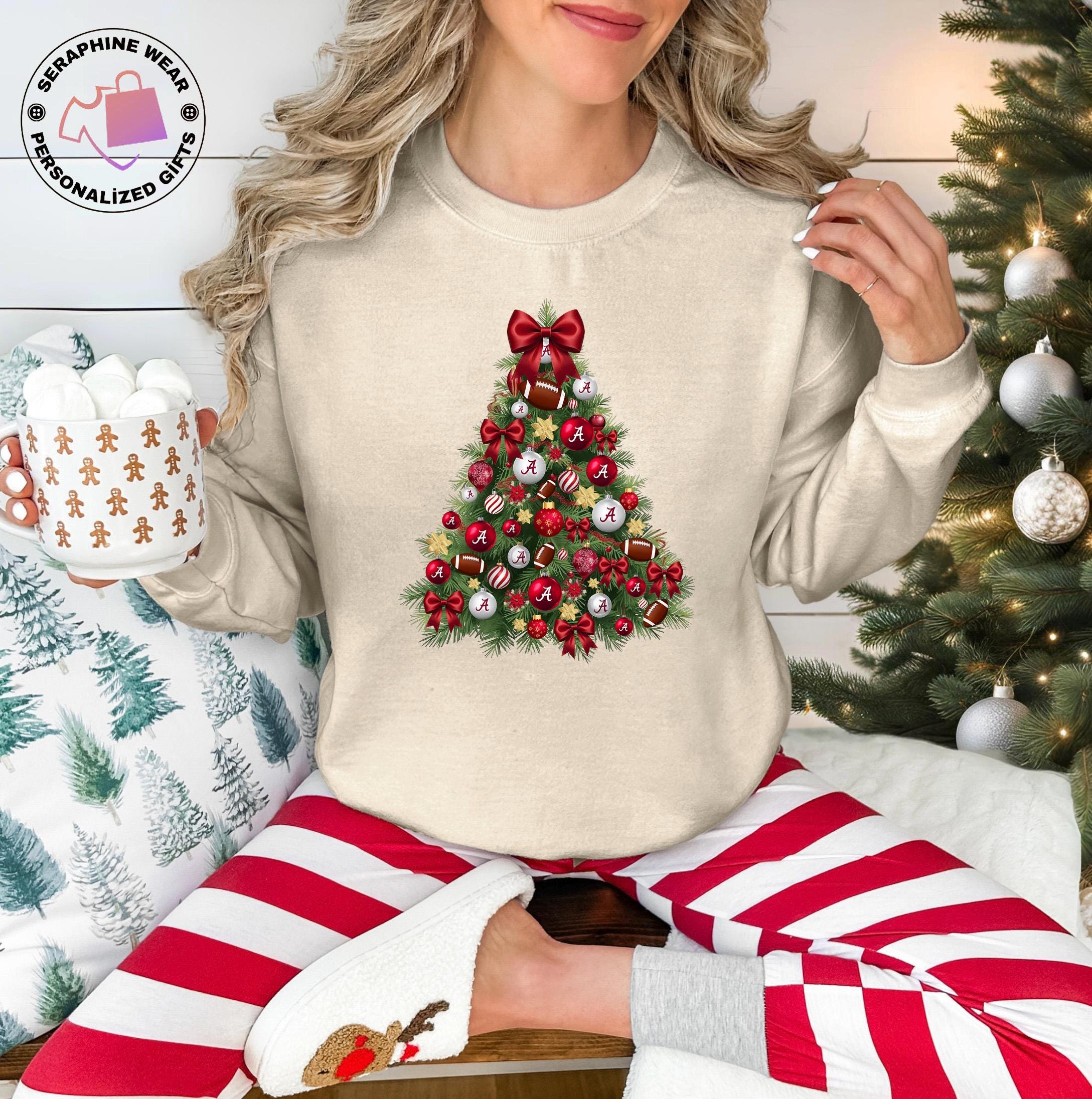 Gildan 18000 Coquette Christmas Tree Sweatshirt, Printify Choice Crimson Game Day Sweater, Sports Mom Holiday Gift, Aesthetic Bama Football Shirt for Women, Cozy Unisex Outfit for Winter