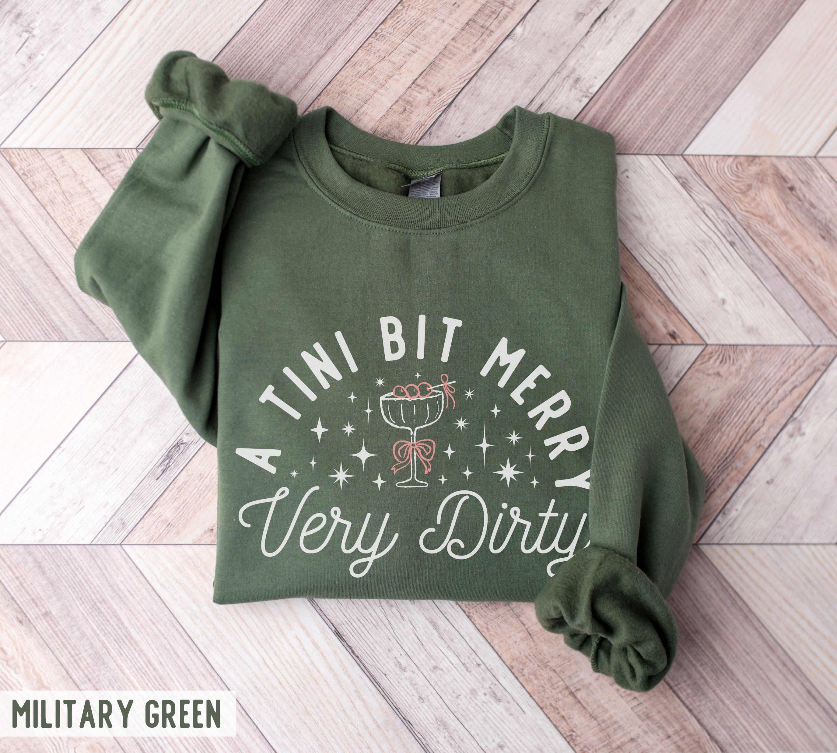 Gildan 18000 A Tini Bit Merry Very Dirty Martini Sweatshirt: Retro Raunchy Drinking Christmas Party Sweater for Women - Printify Choice, Perfect Holiday Gift, Cozy Winter Outfit