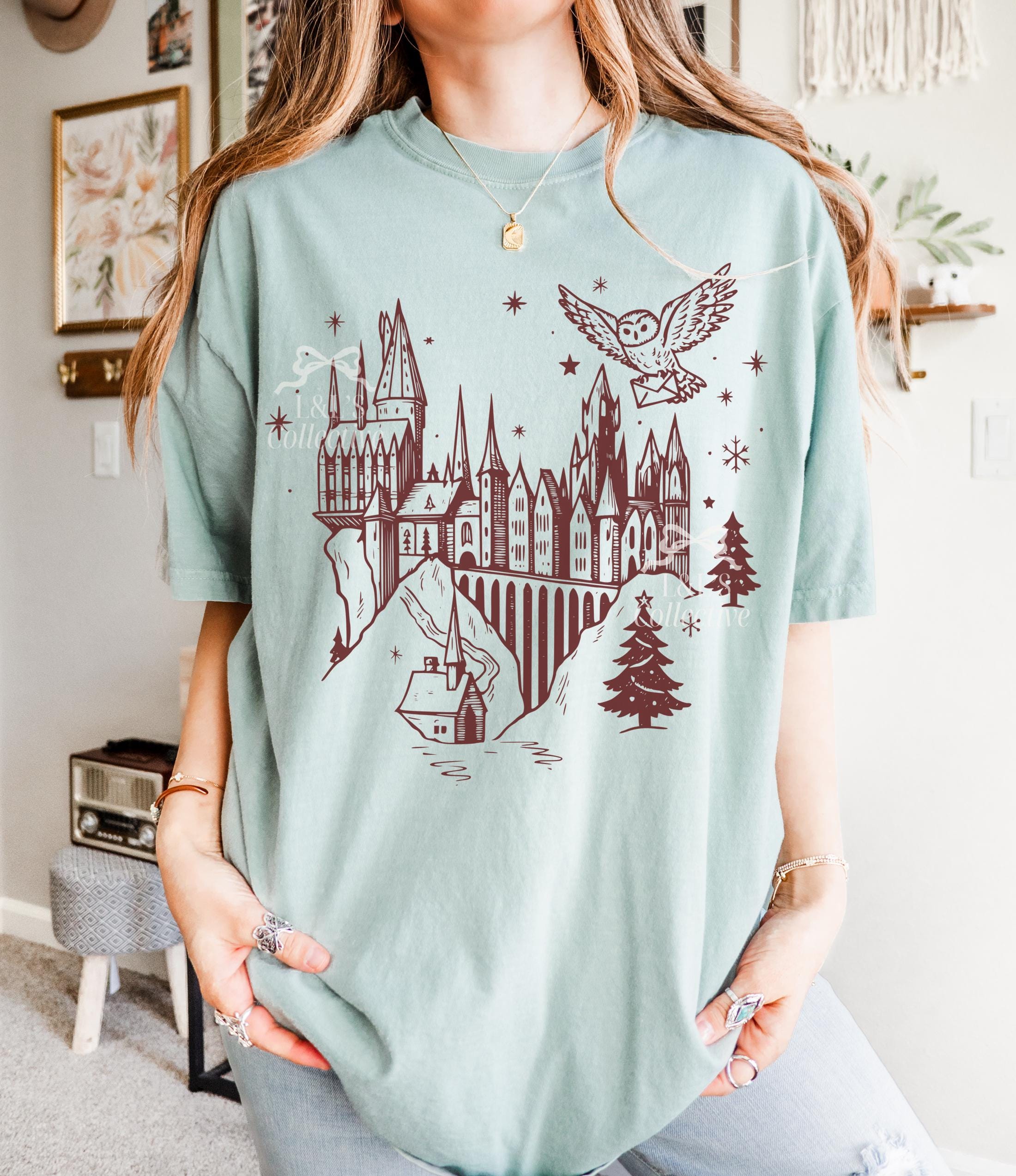 Christmas HP Wizard Comfort Colors® 1717 Unisex Garment-Dyed T-shirt - Magical Book Shirt for Women & Men - Cozy Wizarding World Gift - Universal Holiday Outfit