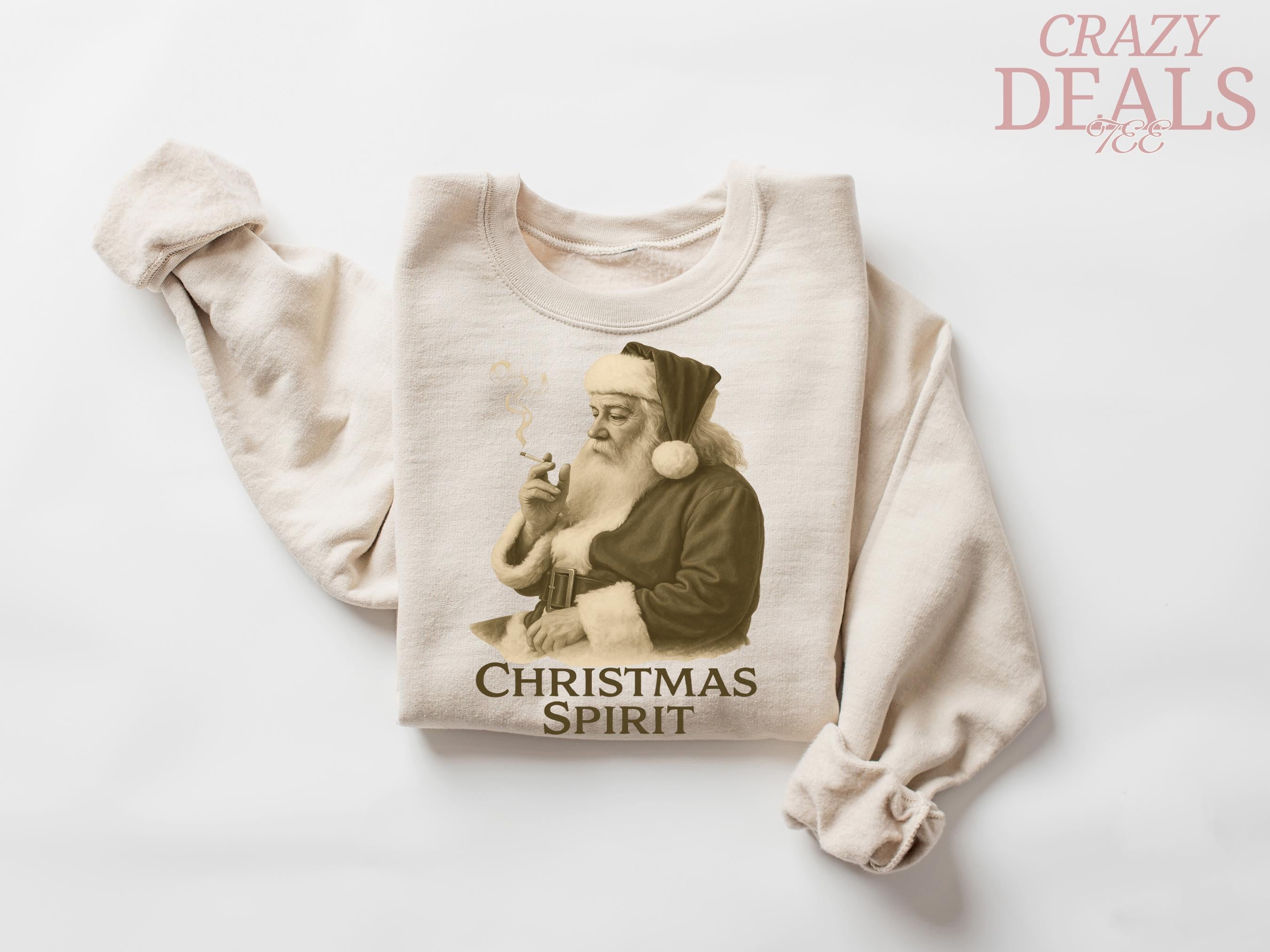 Vintage Santa Sweatshirt - Gildan 18000 Retro Christmas Crewneck, Funny Smoking Santa Pullover, 90s Holiday Aesthetic Shirt for Men & Women, Festive Gift, Printify Choice 4