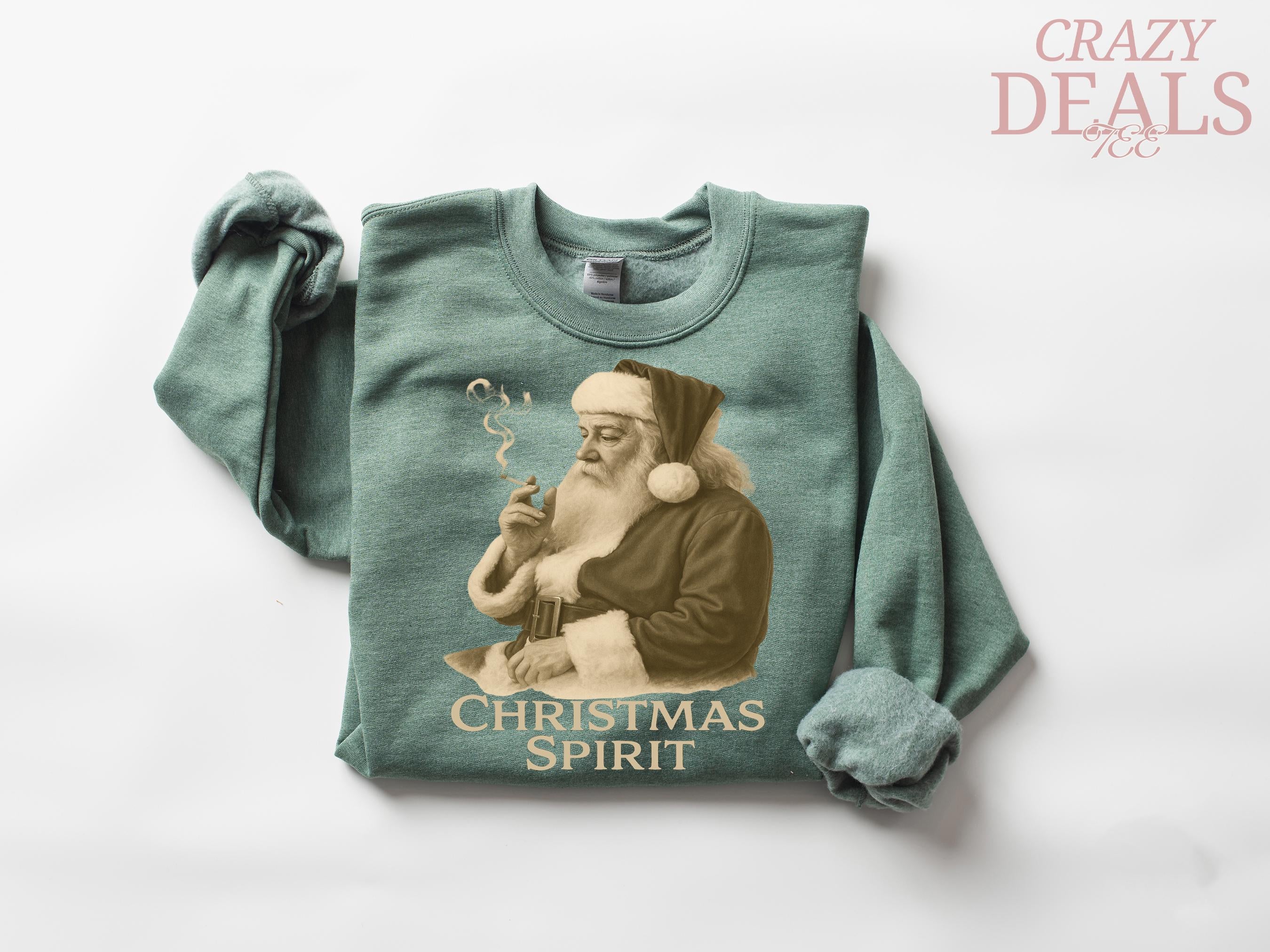 Vintage Santa Sweatshirt - Gildan 18000 Retro Christmas Crewneck, Funny Smoking Santa Pullover, 90s Holiday Aesthetic Shirt for Men & Women, Festive Gift, Printify Choice 4