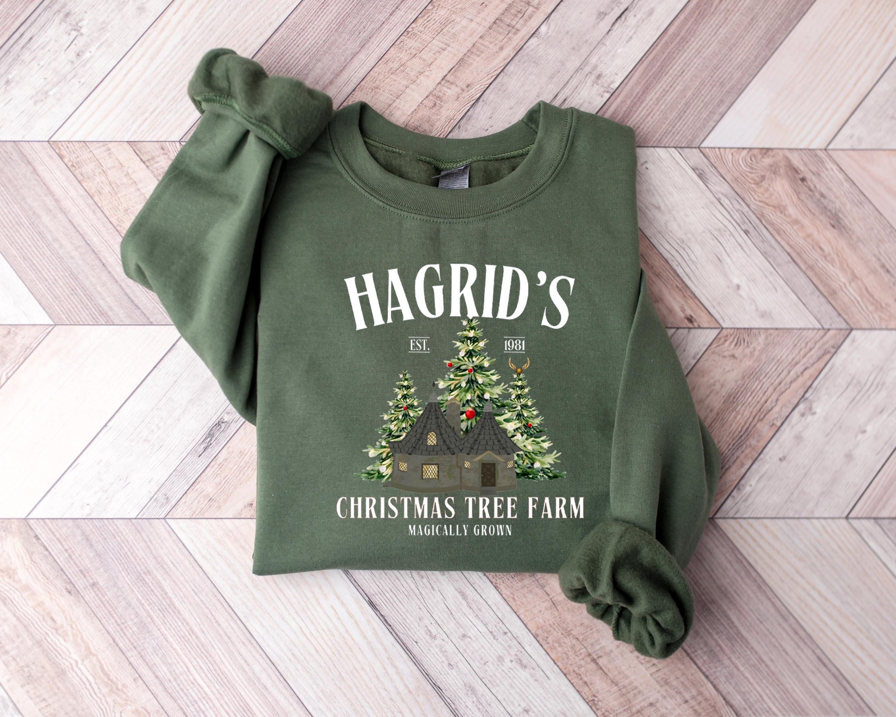 Hagrid's Christmas Tree Farm Sweatshirt for Women, Wizard Holiday Hoodie, Magical Gildan 18000 Apparel, Cozy Fantasy Gift, Snowy Printify Choice Castle Shirt, Perfect Winter Outfit