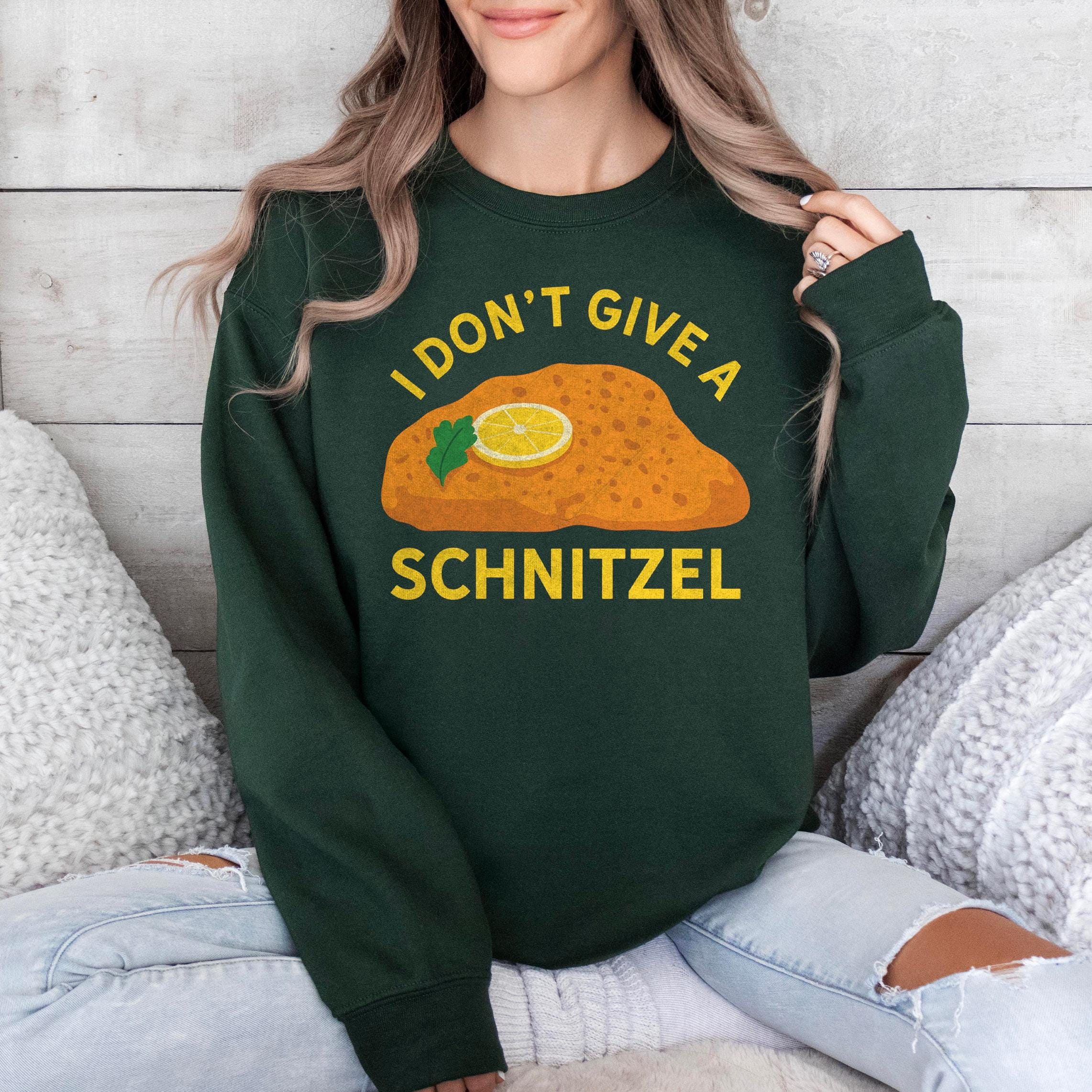 Cozy Gildan 18000 I Don't Give A Schnitzel Sweatshirt for Women & Men - Perfect Gift & Viral Aesthetic Outfit Choice by Printify - Inspired by A Very Jonas Christmas & Cchitts Creek Holiday Style
