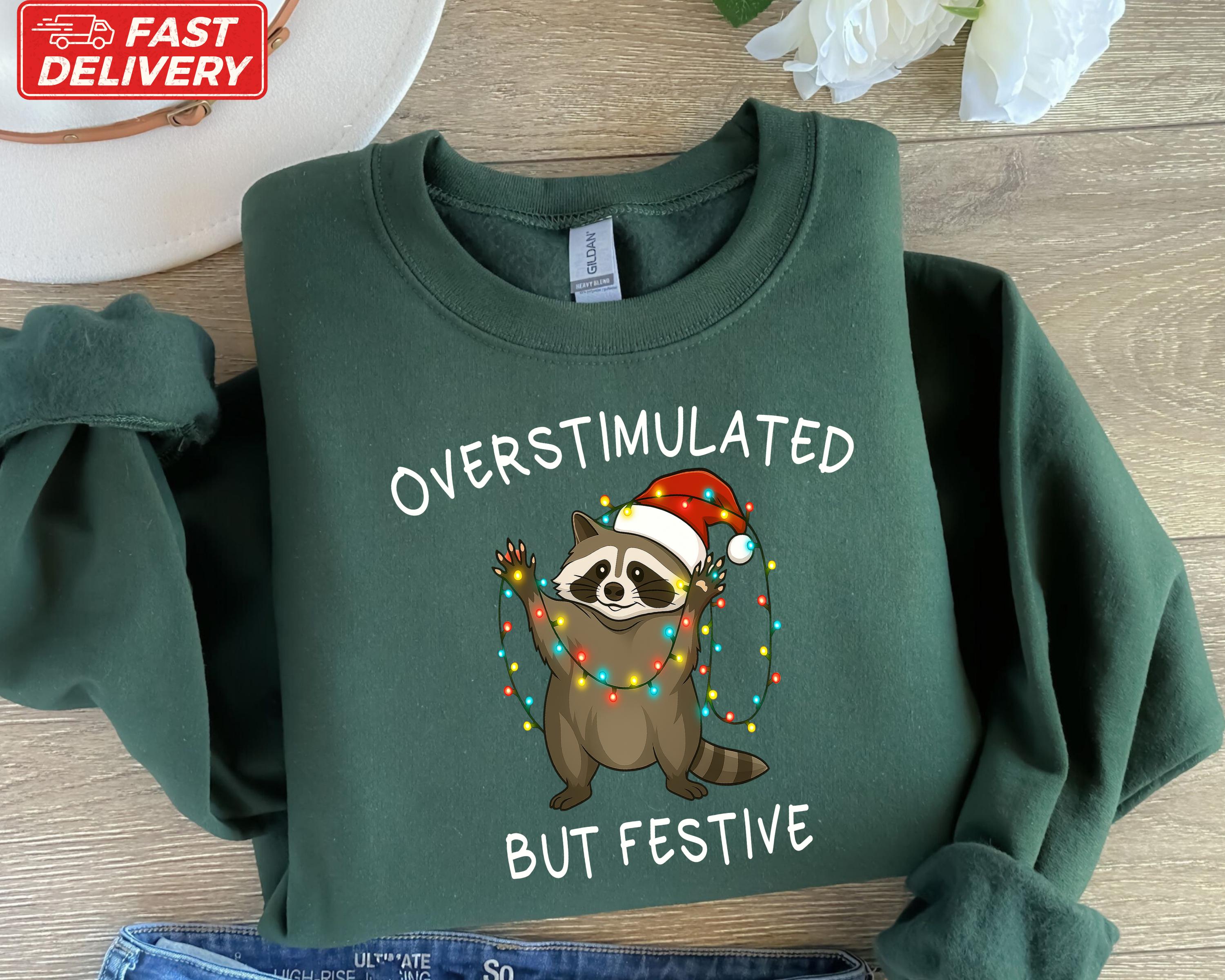 Retro Festive Racoon Christmas Sweatshirt - Gildan 18000 Heavy Blend Crewneck for Women & Men, Funny Meme Holiday Outfit, Perfect Gift, Cozy & Durable Unisex Printify Choice