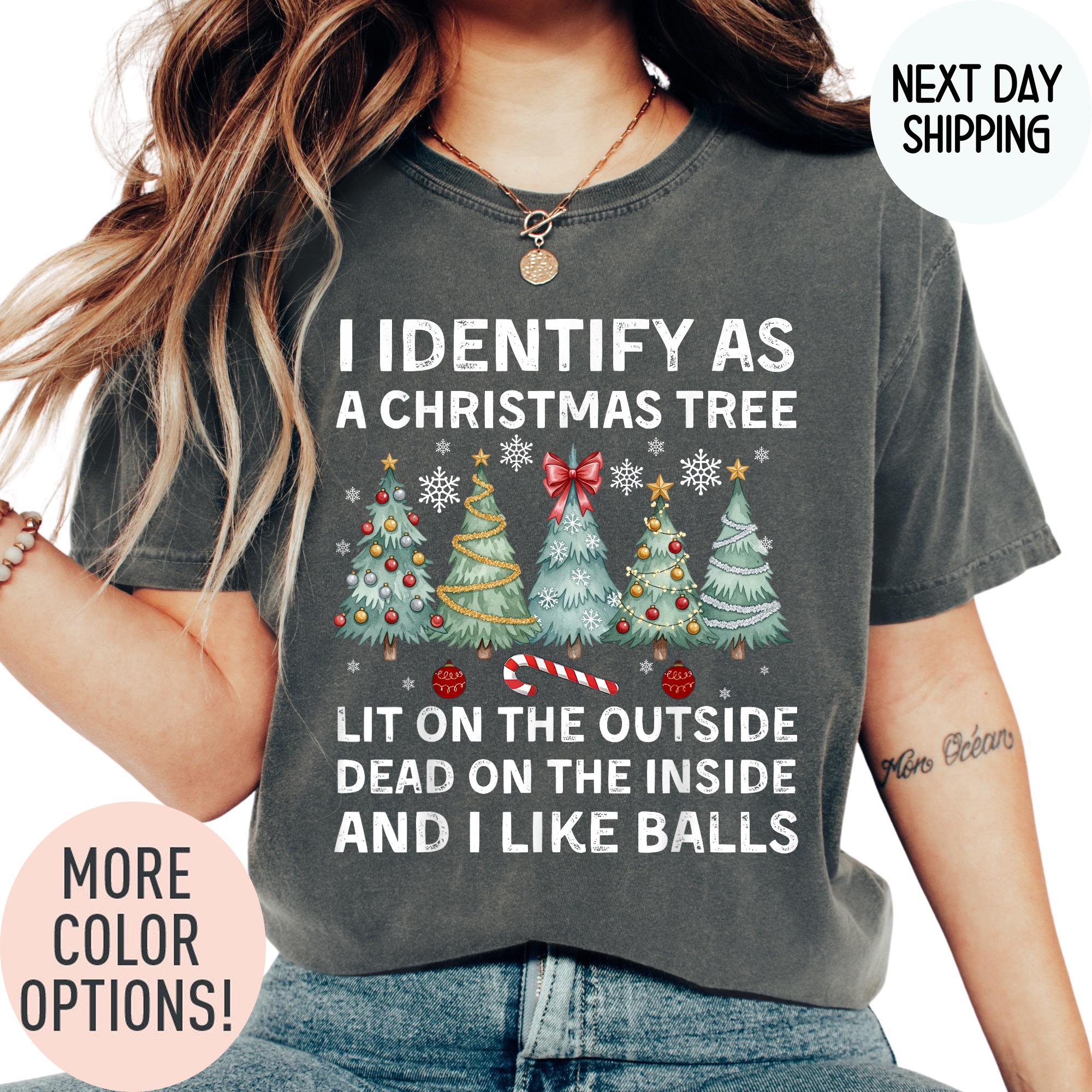 Comfort Colors® 1717 Unisex Garment-Dyed T-shirt - Funny Christmas Tree Shirt for Men & Women, Lit on the Outside, Dead on the Inside, Perfect Holiday Gift, Aesthetic Winter Outfit