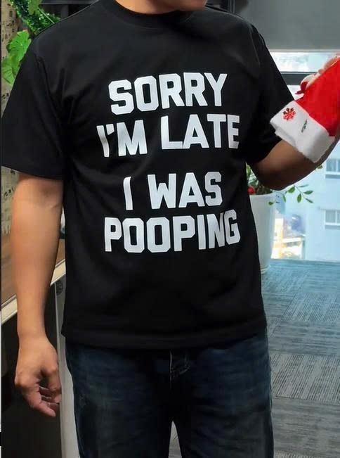 Sorry I'm Late, I Was Pooping Shirt, Comfort Colors® 1717 Unisex Garment-Dyed Tee, Funny Gift for Couples, Sarcastic Humor Outfit, 4 Colors