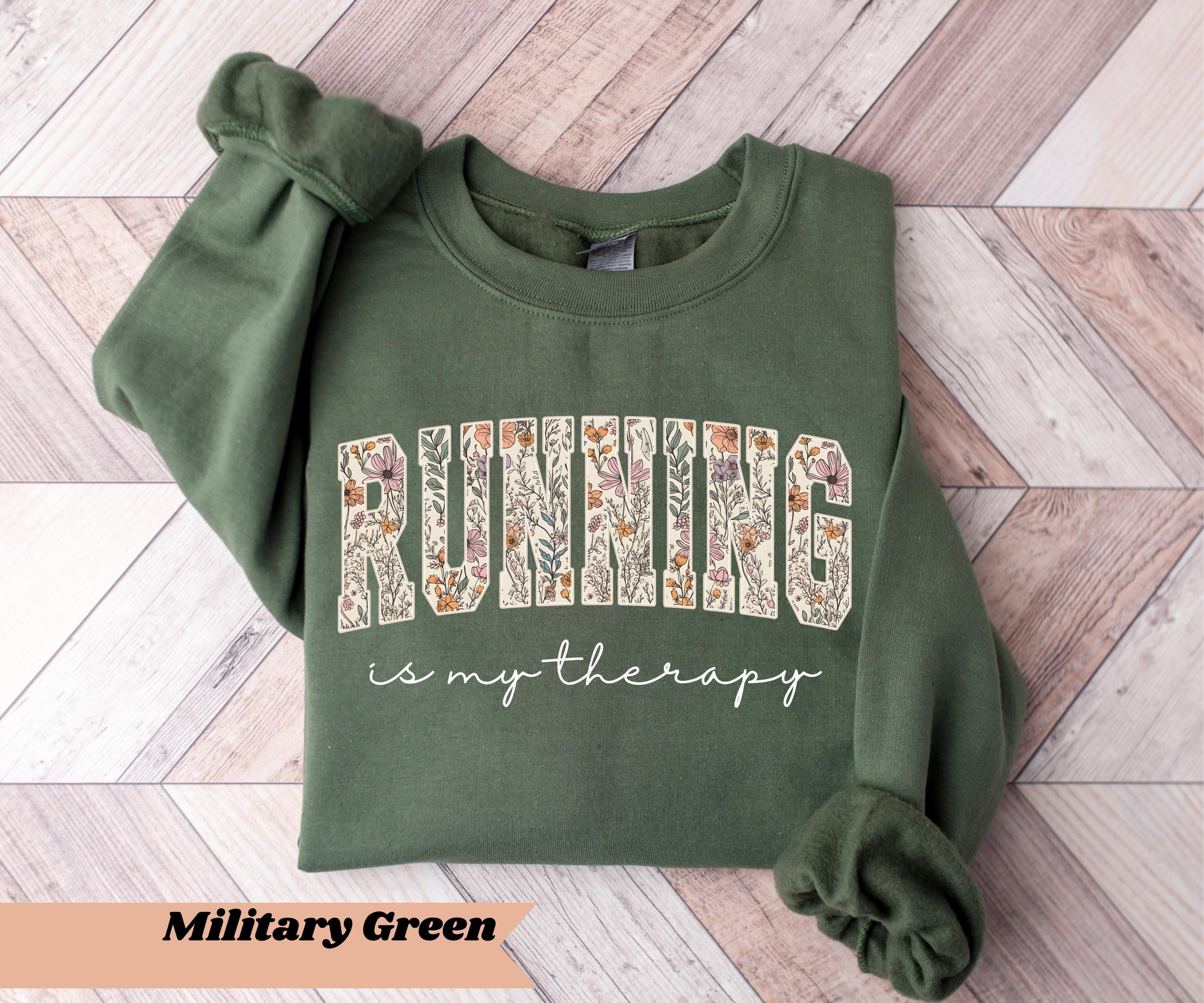 Running Is My Therapy Comfort Colors® 1566 Sweatshirt, Unisex Garment-Dyed Marathon Gift, Funny Race Day Outfit for Runners, Mother's Day Aesthetic