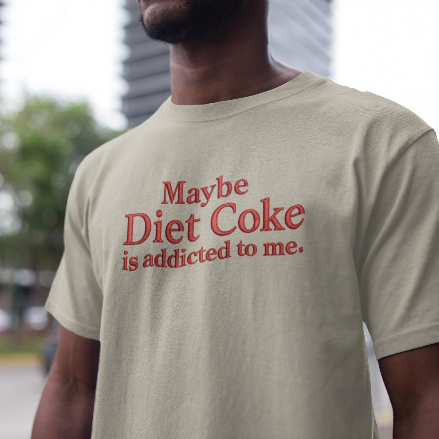 Maybe Diet Coke Is Addicted To Me Shirt - Gildan 5000 Unisex Heavy Cotton Tee, Funny Soda Quote, Printify Choice, Perfect Gift for Aesthetic Outfits