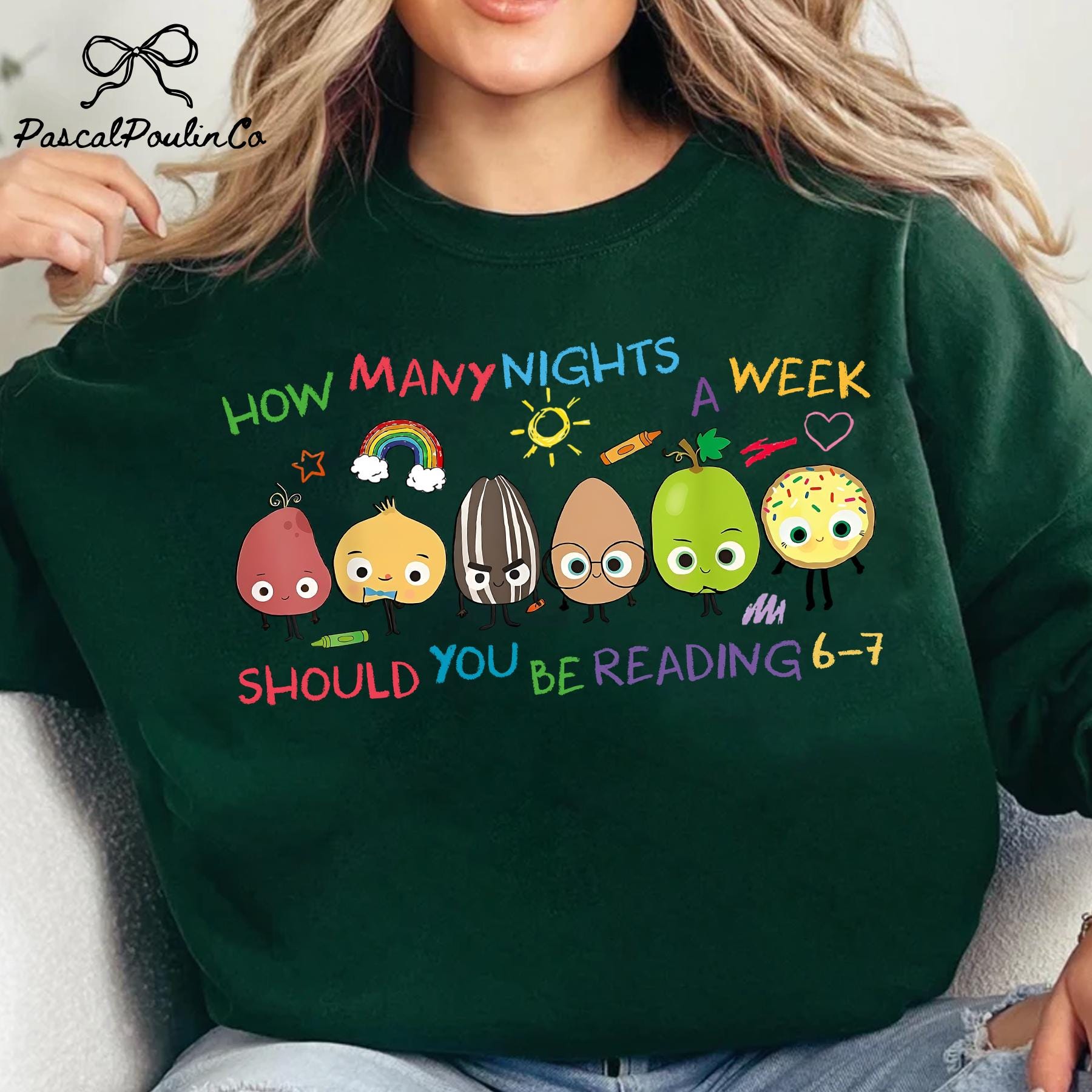 Gildan 18000 Children's Reading Sweatshirt, Teacher Gift LongSleeve, Printify Choice 6-7 Nights Book Tee, Perfect for Kids'Fall Wardrobe