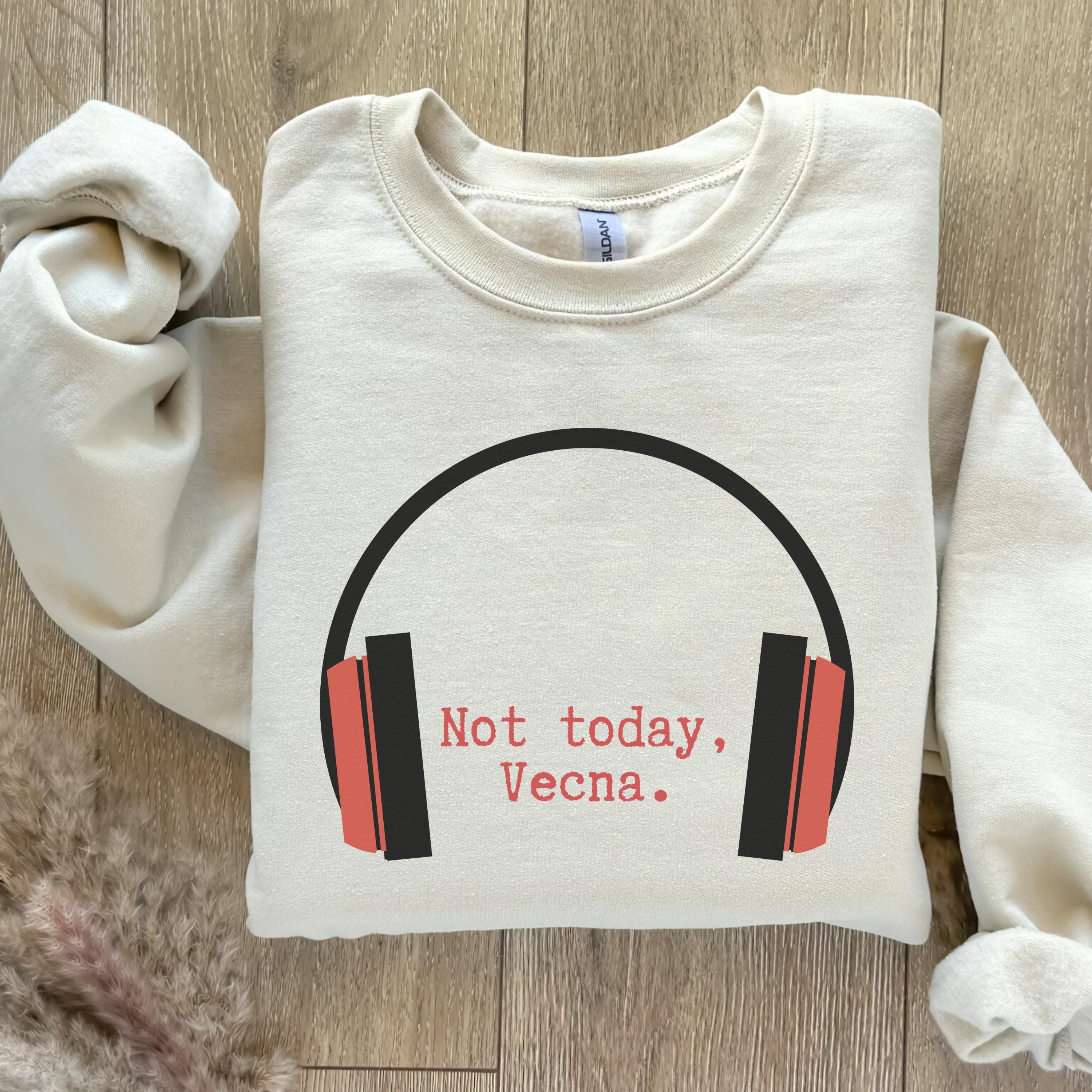 Not Today Vecna Sweatshirt, Comfort Colors® 1566 Unisex Garment-Dyed 80s Music Fans Gift, Cozy Sci-Fi TV Show Inspired Outfit for Men & Women