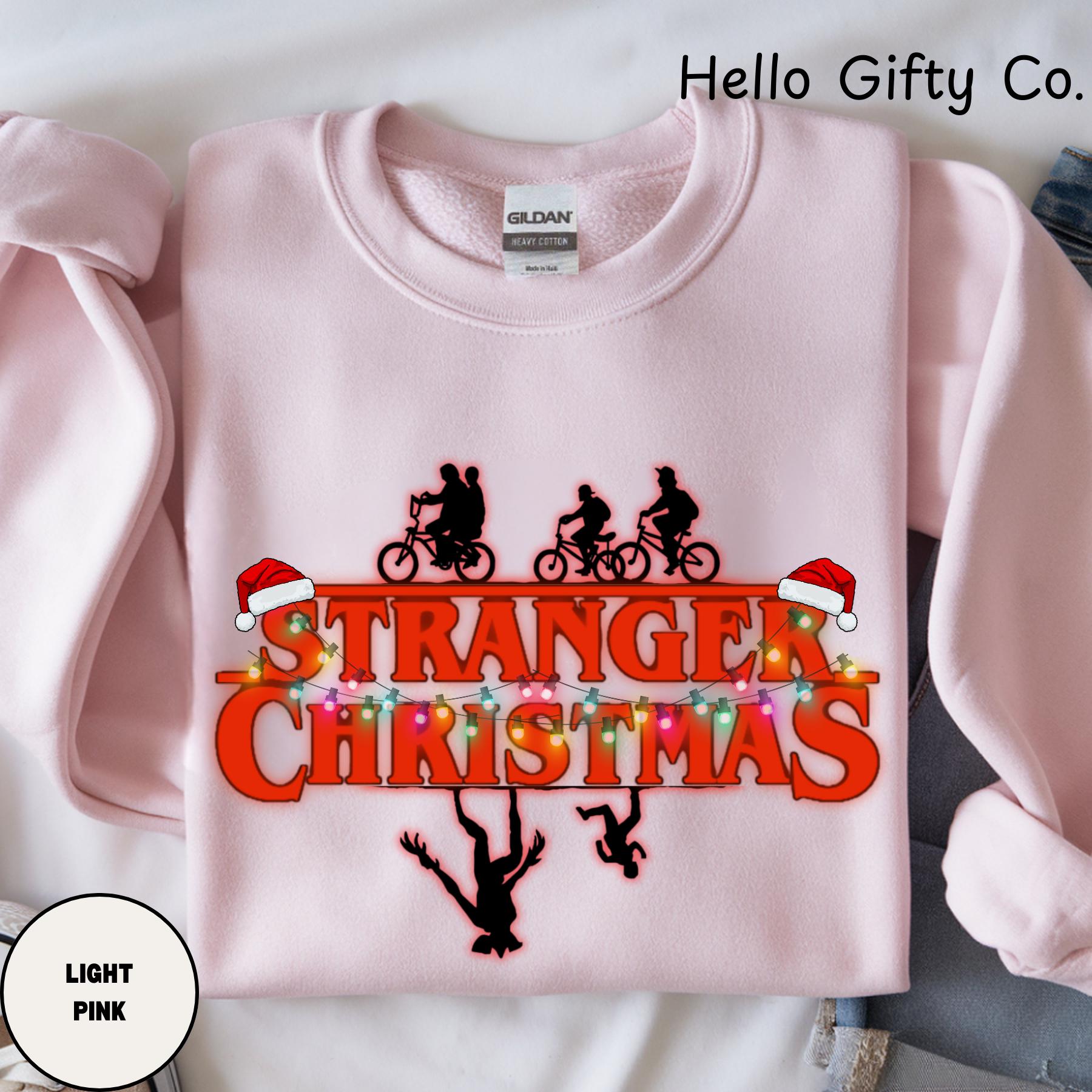 Stranger Christmas Sweatshirt for Sci-Fi Fans, Gildan 18000 Retro 80s Hoodie, Cozy Holiday Gift, Printify Choice Unisex Crewneck