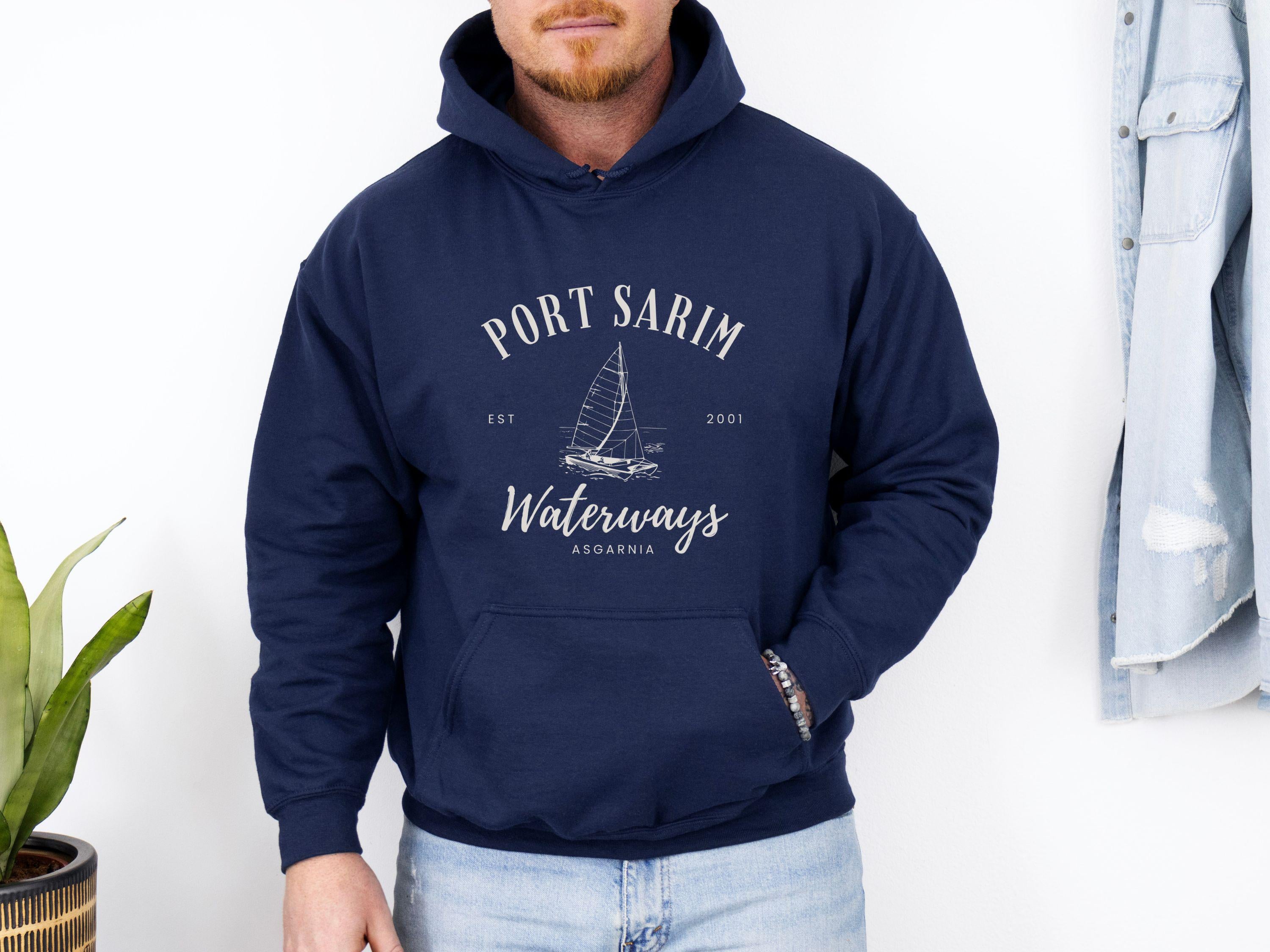Port Sarim Waterways Hoodie Gildan 18500, Runescape Gift for Boyfriend, OSRS Pullover by Printify Choice, Cozy MMORPG Aesthetic Shirt