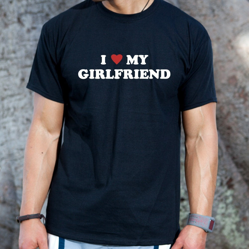 Gildan 5000 Unisex Heavy Cotton Tee - I Love My Girlfriend Valentine's Day Gift Shirt for Him & Her - Perfect Printify Choice for Couples