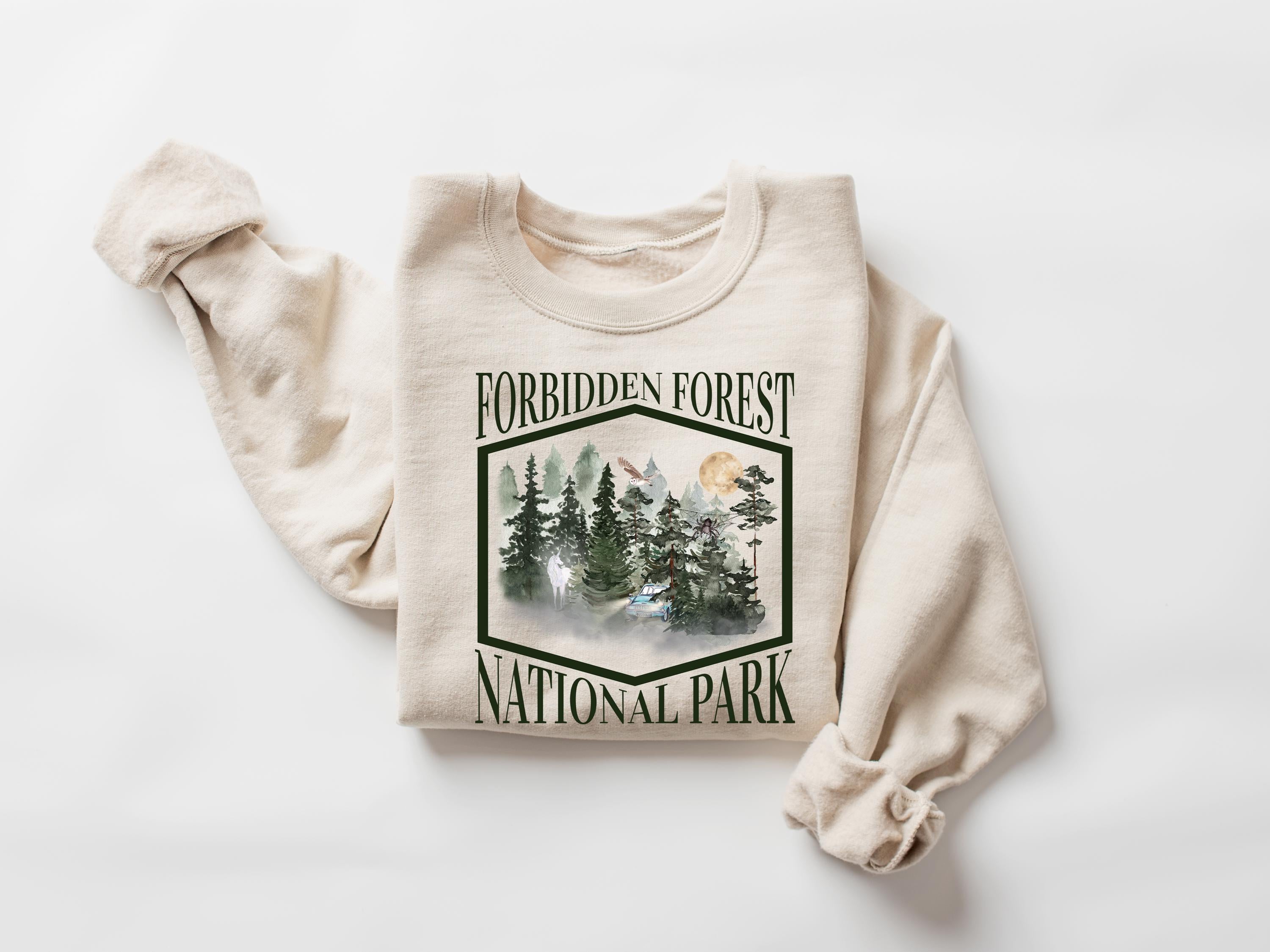 Forbidden Forest Sweatshirt, Gildan 18000 Unisex, Wizarding World Gift, Cozy Bookish Outfit, Printify Choice, HP Inspired Shirt for Fans
