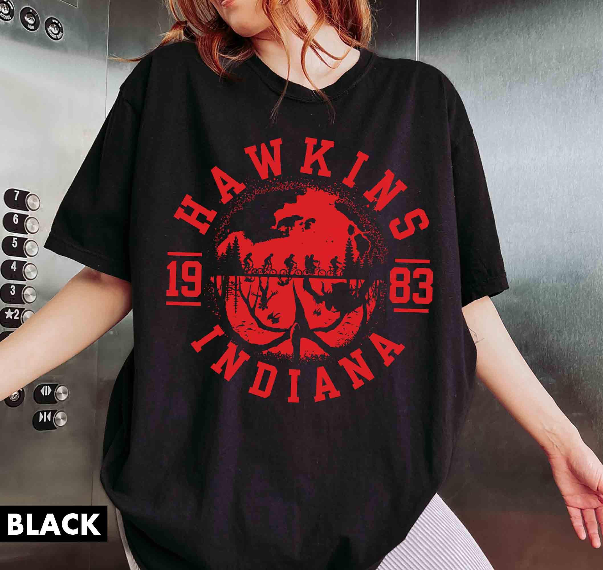 Hawkins 1983 Indiana Gildan 5000 Shirt, Unisex Heavy Cotton Tee, Movie Fan Gift, Upside Down Print, Perfect for Movie Lovers, Printify Choice