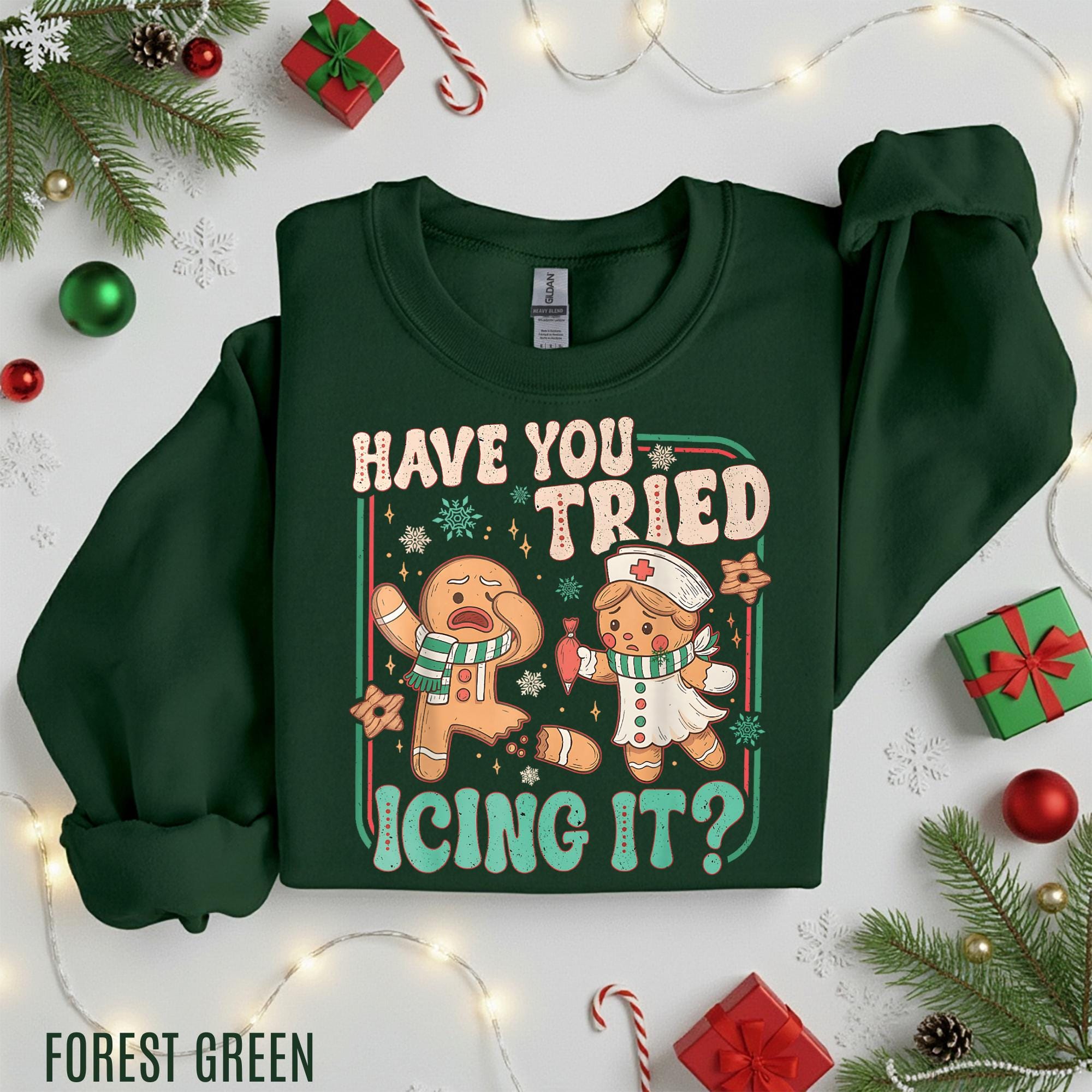 Gildan 18000 Nurse Christmas Sweatshirt - Funny Holiday Gift for Women & Men, Cozy Unisex Crewneck, Printify Choice