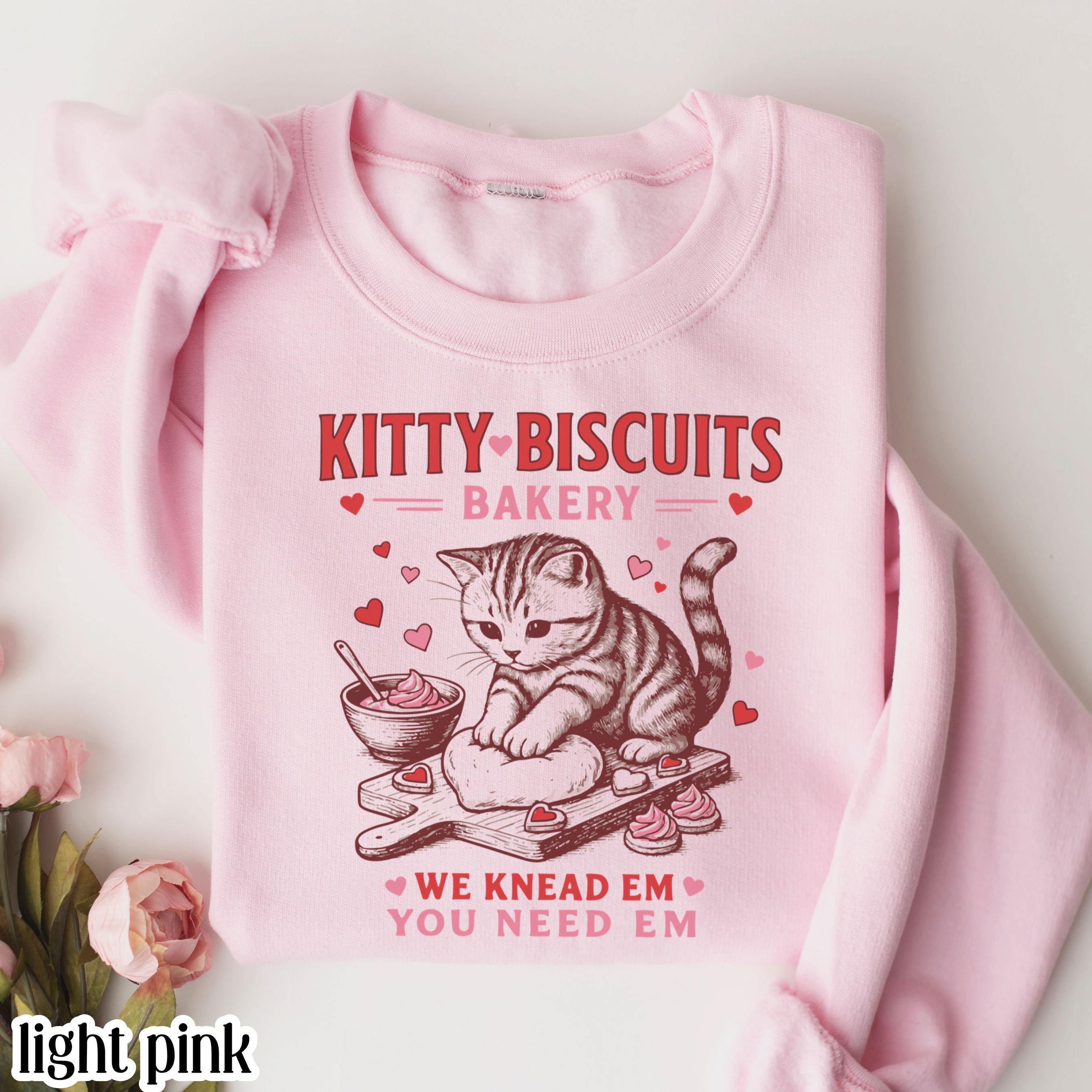 ✨ Valentines Cat Lover Gildan 18000 Sweatshirt for Women ✨ Funny Vday Gift, Cute Kitty Bakery Crewneck, Cozy Printify Choice Pullover