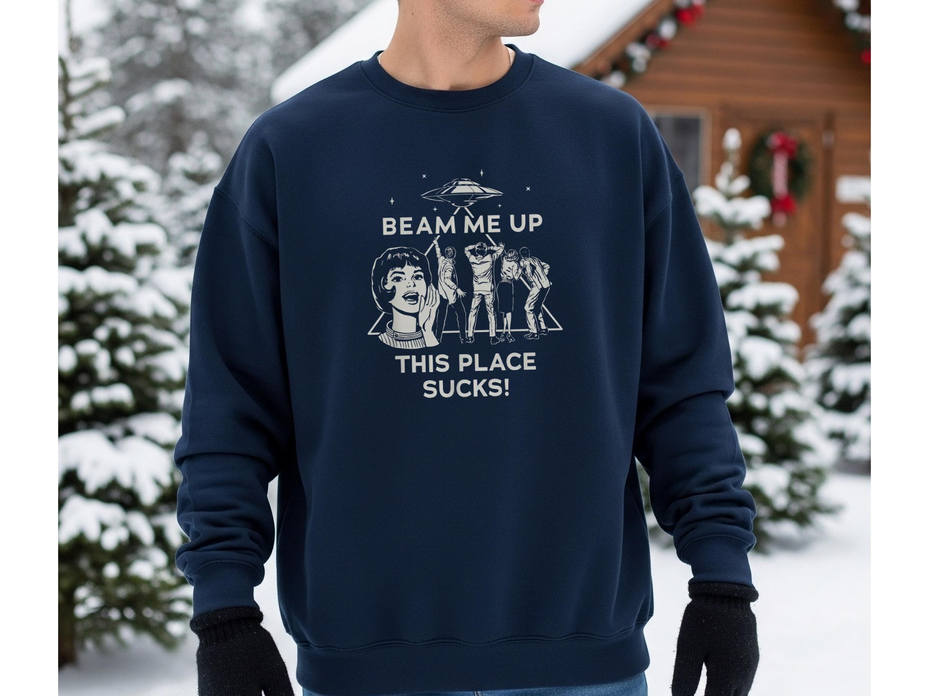 Cozy Alien Abduction Graphic Sweatshirt Gildan 18000 Unisex Crewneck Perfect Gift for Women & Men Viral Aesthetic Outfit