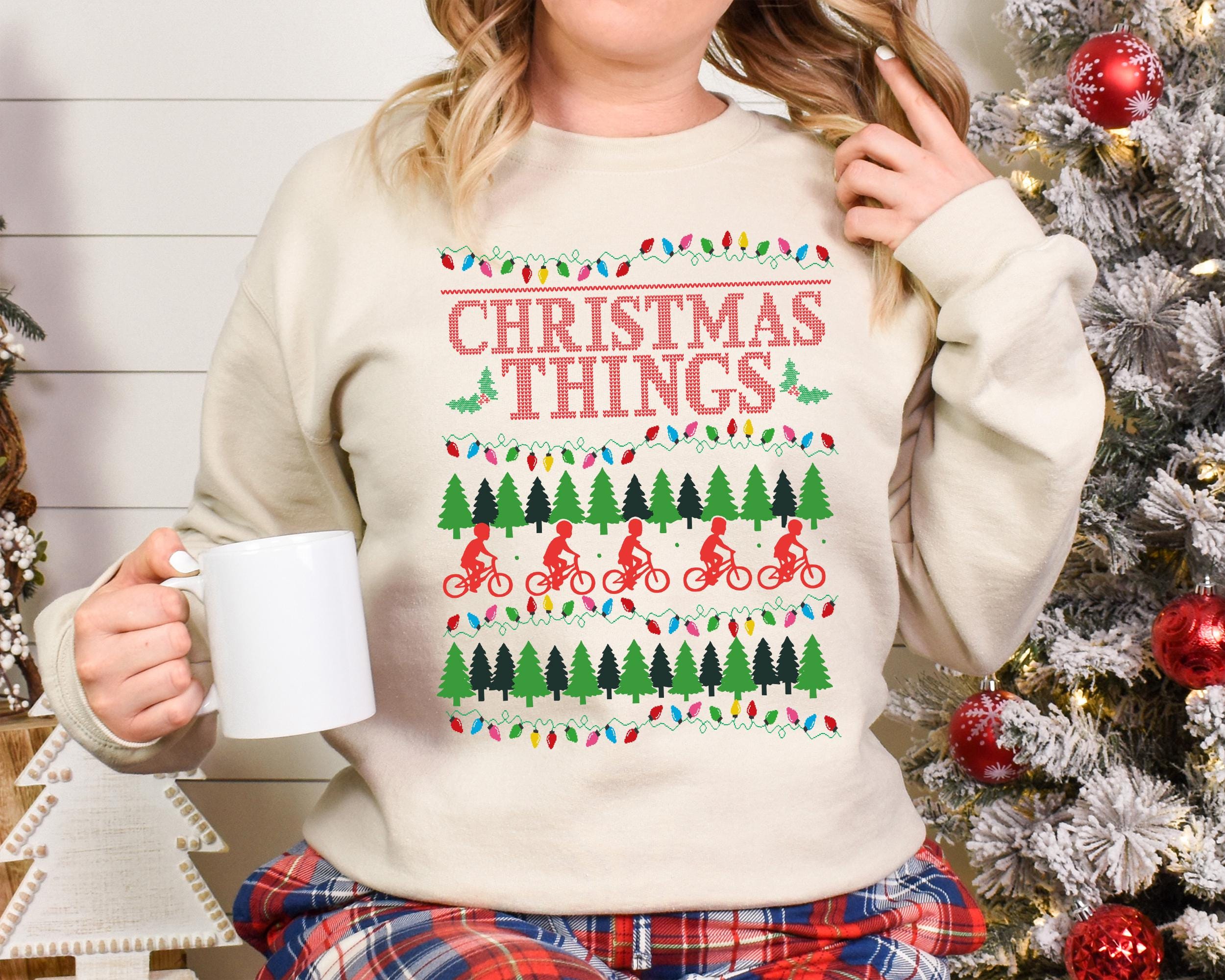 Stranger Christmas Things Comfort Colors® 1566 Sweatshirt, Unisex Garment-Dyed, Cozy Ugly Xmas Sweater, Perfect Holiday Gift for Men & Women
