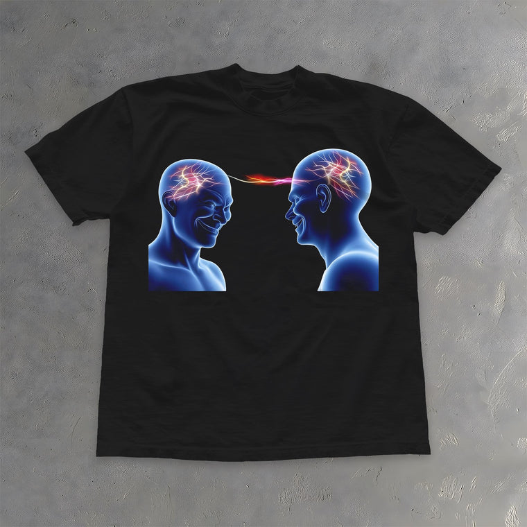 Telepathic Connection Shirt, Shared Braincell Meme T-Shirt - Unisex Soft Cotton Blend, Funny Couples Matching Set Gift, Casual Summer Outfit