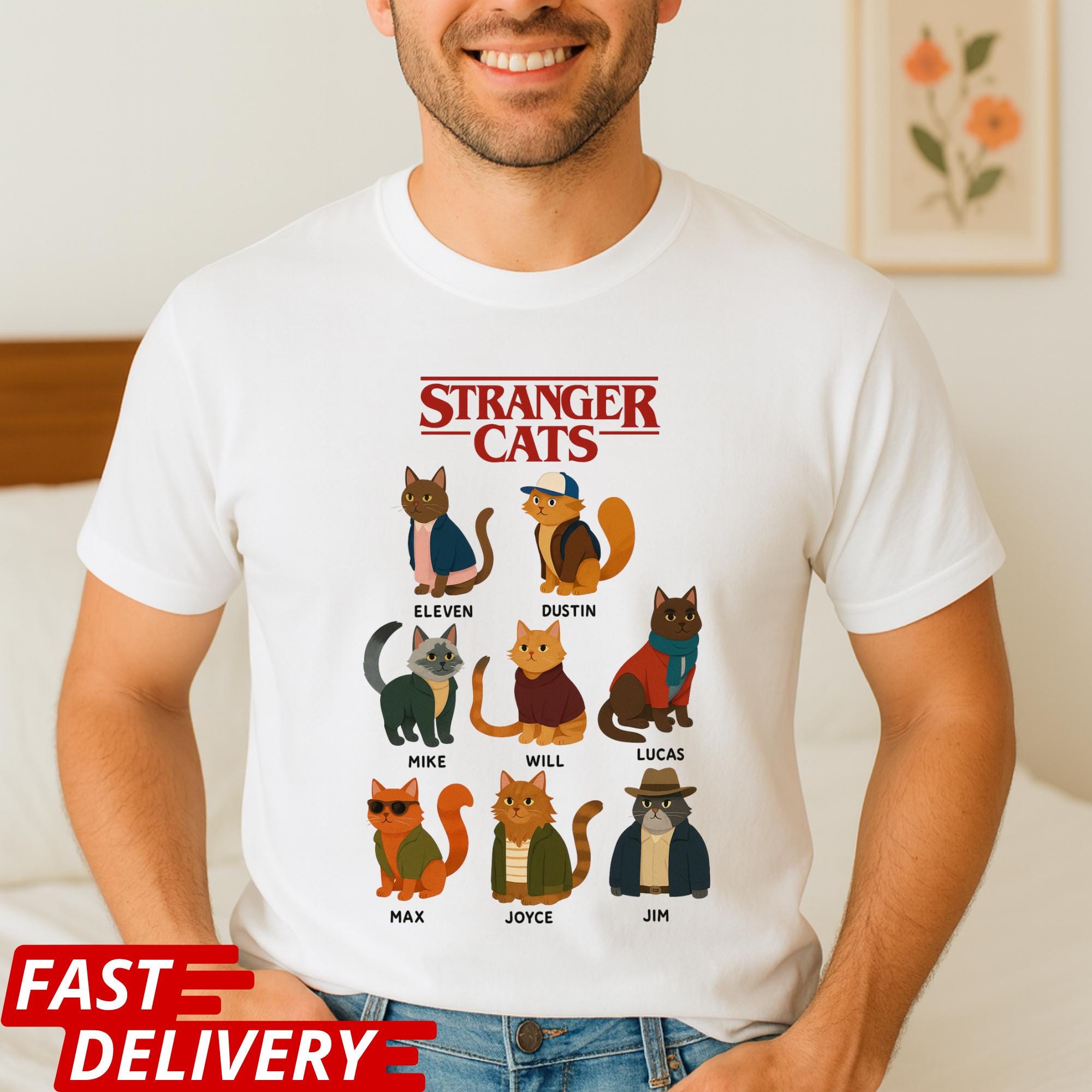 Comfort Colors® Stranger Things Cats Shirt, Unisex Gift T-shirt, Perfect for Fans, Garment-Dyed Aesthetic, Ideal for Women and Men