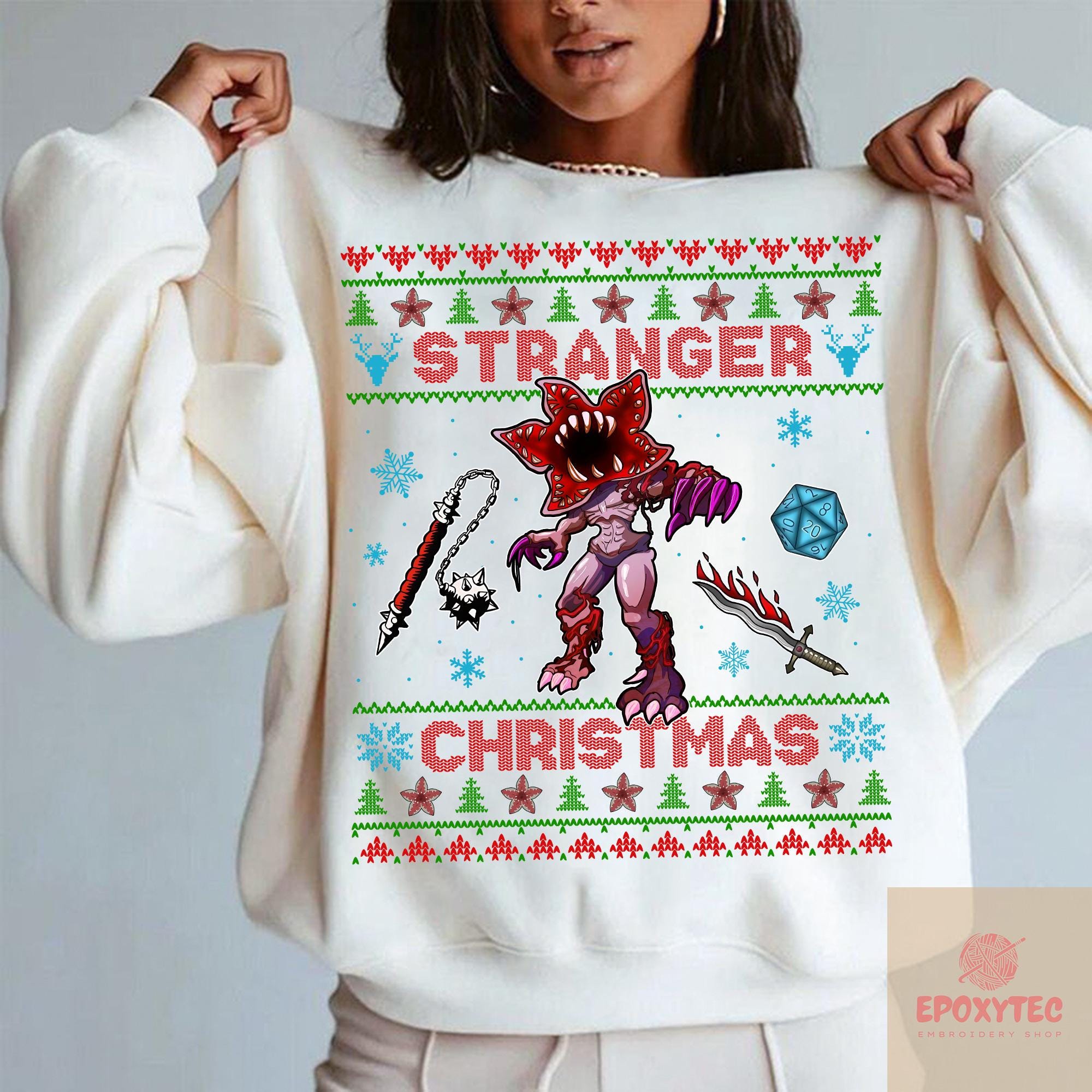 Cozy Gildan 18000 Funny Stranger Christmas Sweater, Unisex Holiday Hoodie, Perfect Gift for TV Show Fans