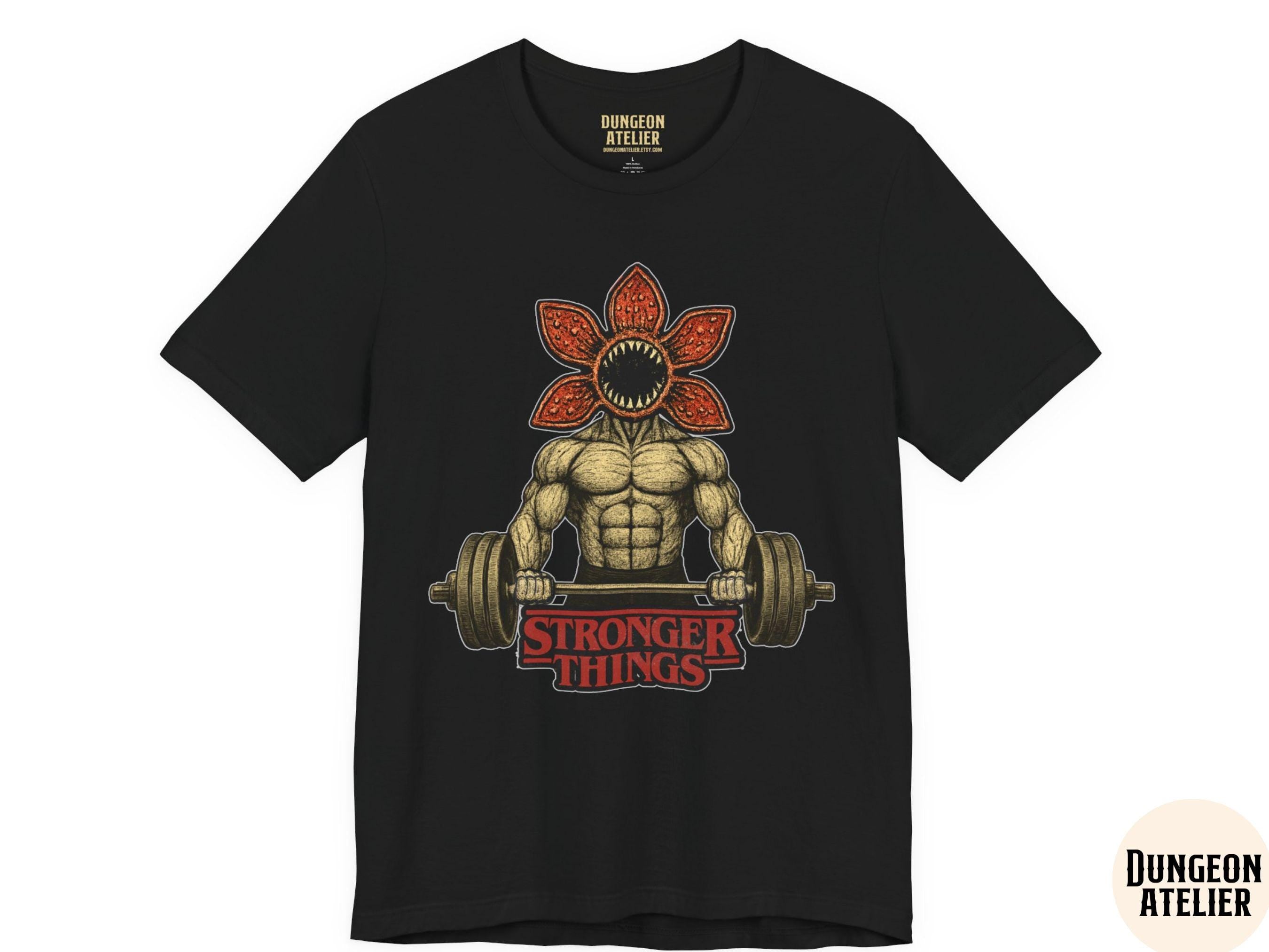 Demogorgon Stronger Things Tee Gildan 5000 Unisex Heavy Cotton for Gym Funny Stranger Things Shirt Printify Choice for Fitness Fans