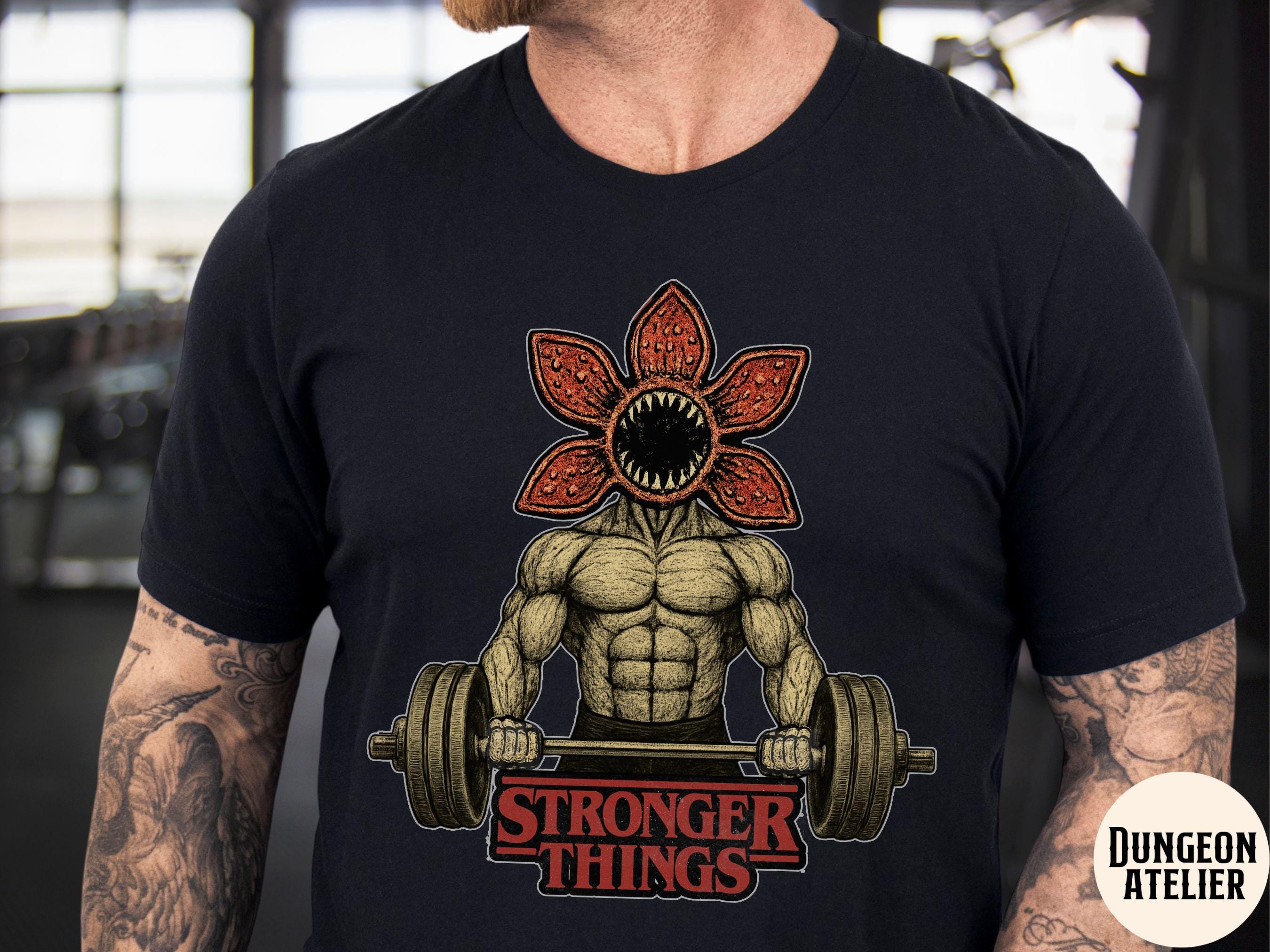 Demogorgon Stronger Things Tee Gildan 5000 Unisex Heavy Cotton for Gym Funny Stranger Things Shirt Printify Choice for Fitness Fans