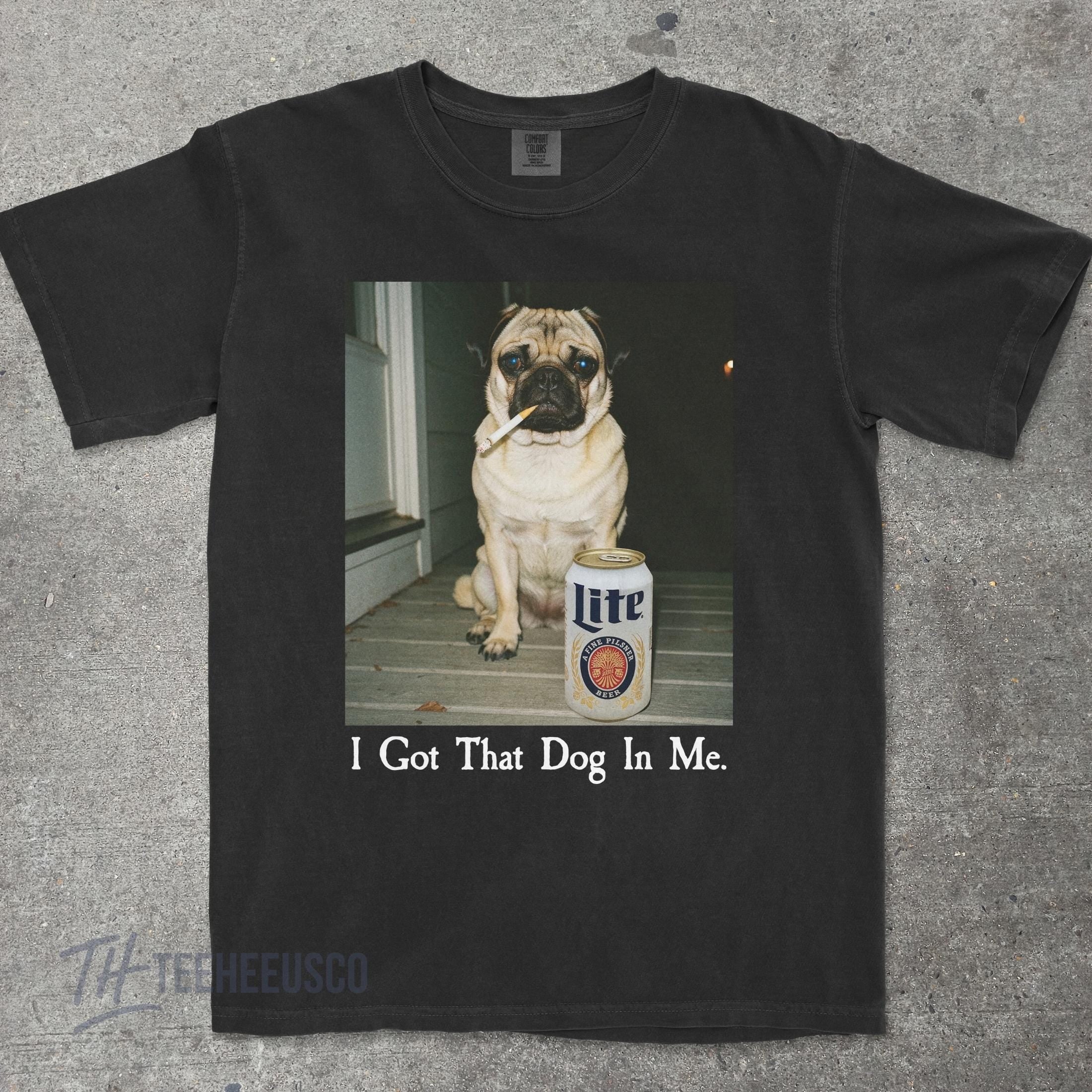 I Got That Dog In Me Pug T-Shirt, Comfort Colors® 1717 Unisex, Funny Dog Lover Gift, Vintage Style SwiftPOD, Ideal for Women & Men