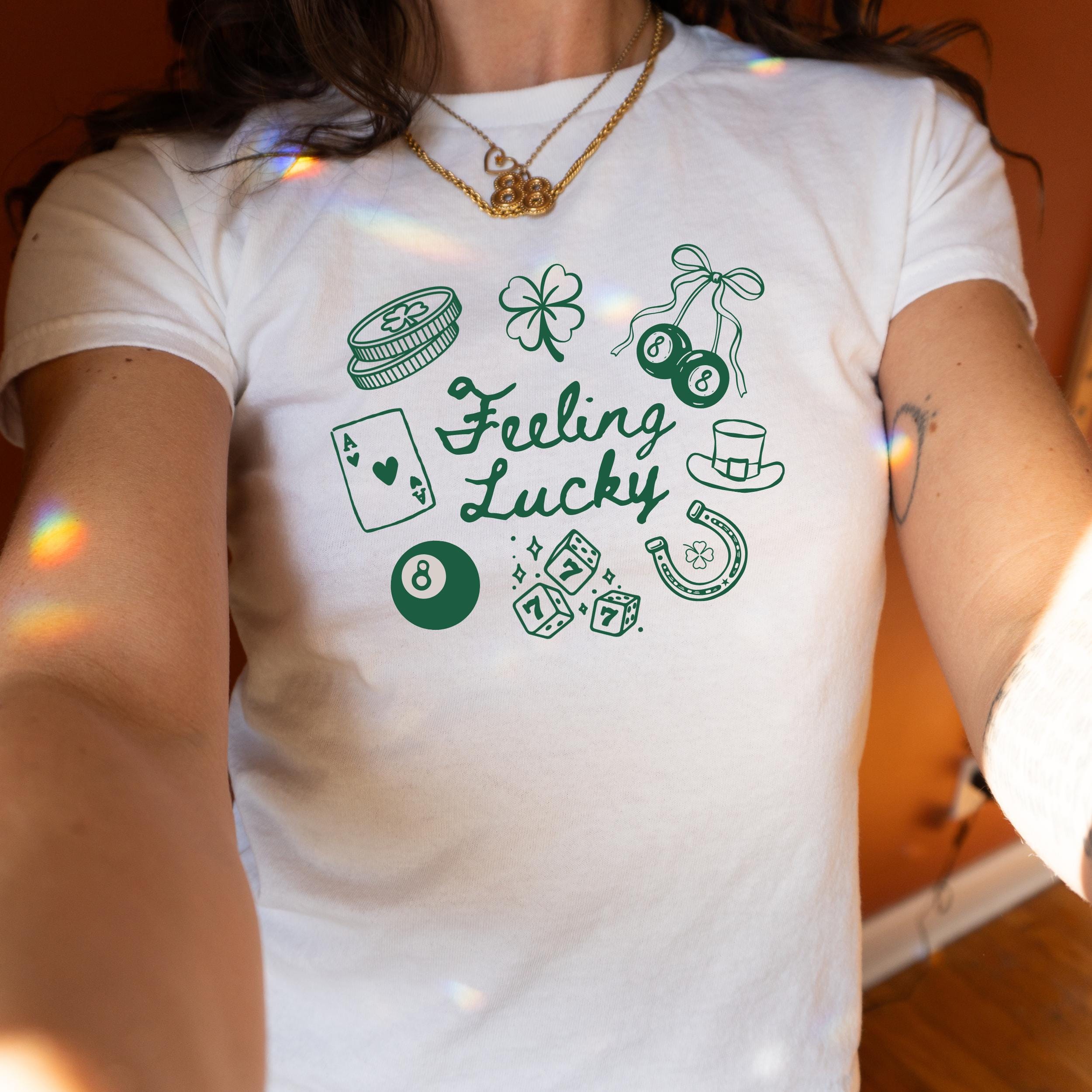 Feeling Lucky Kids Heavy CottonTM Tee, St Patrick's Day Baby Shirt, Y2K 90's Aesthetic, Coquette Trend, Perfect Gift for St Patty's Day