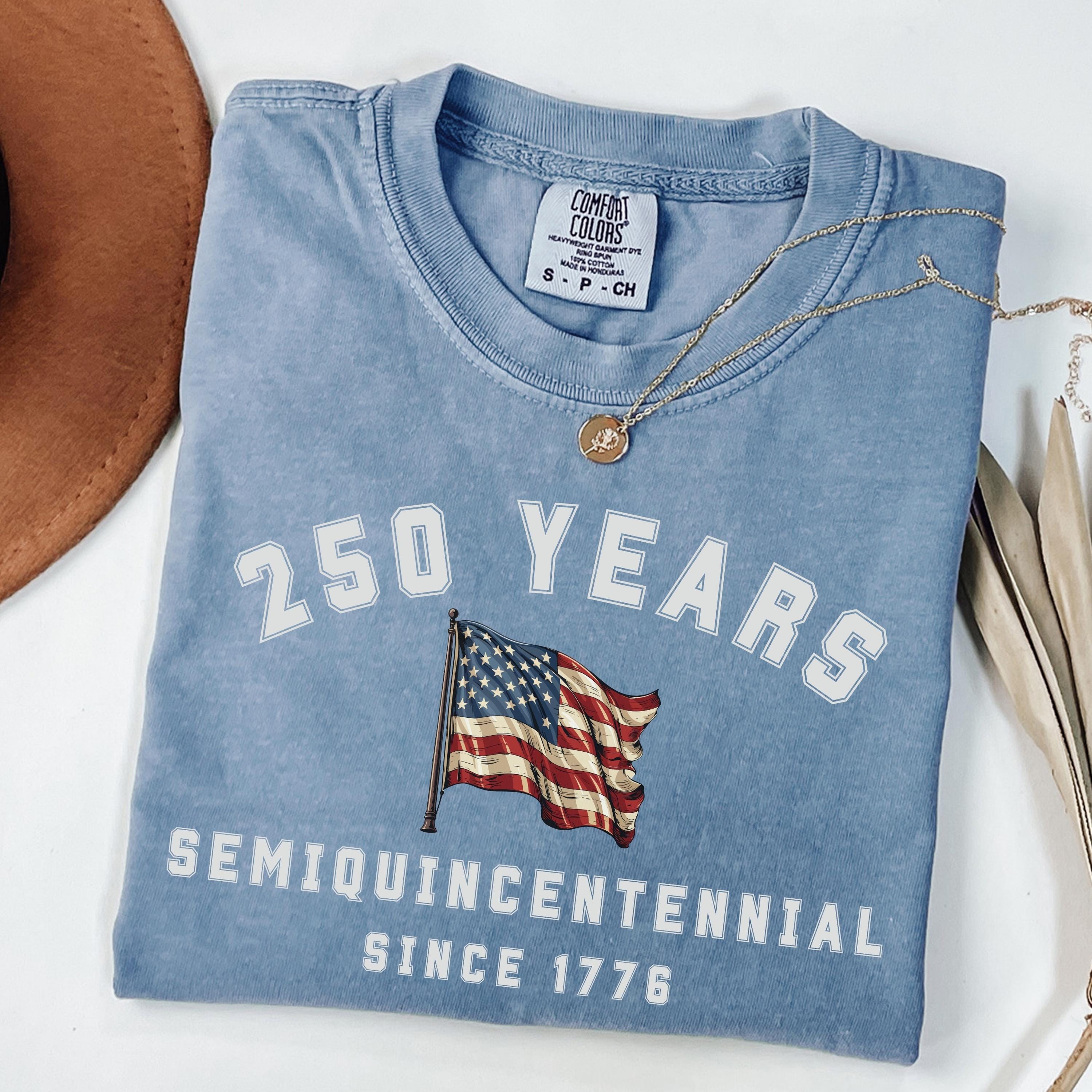 Comfort Colors 1717 TShirt Usa 250 Flag Tee, 4th of July Independence Day Shirt, garment-dyed cotton, unisex relaxed fit, patriotic gift for men women
