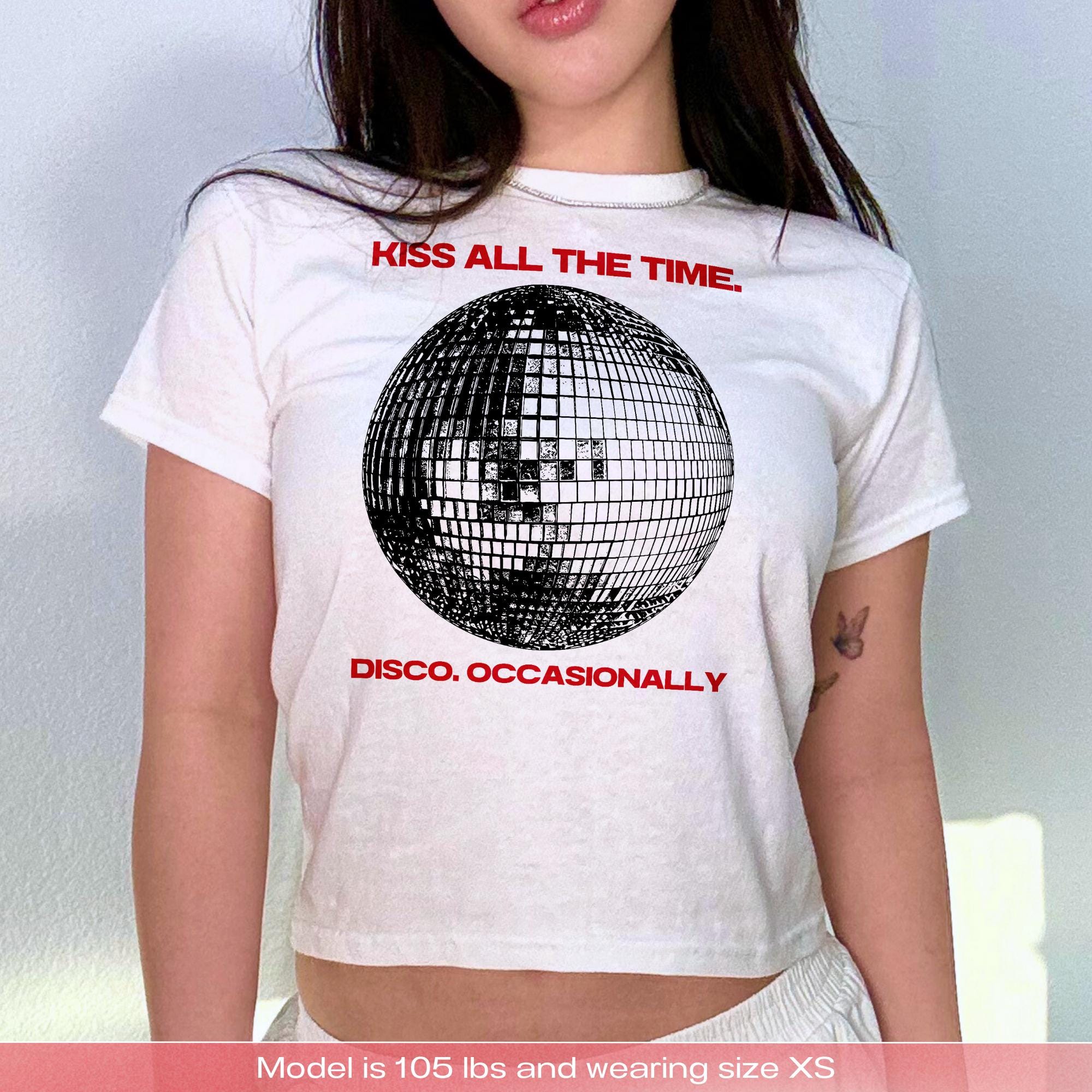 Kiss All The Time Disco Kids Heavy Cotton Tee, Disco Ball Concert Shirt, Retro 70s Y2K Music Lover Gift, Summer Festival Outfit, Matching Set Option