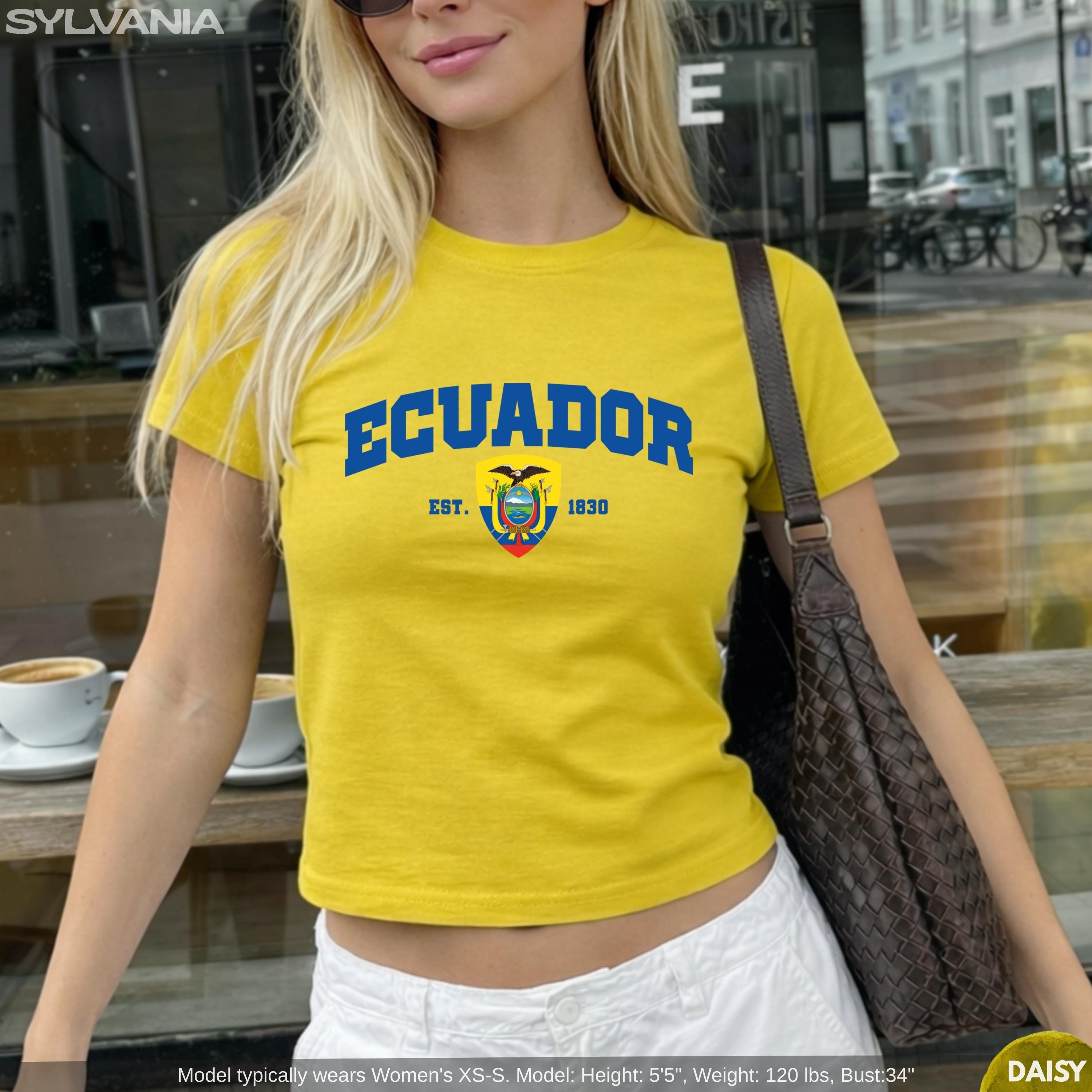 Ecuador Baby Tee Women's Ecuador Flag Shirt for Game Day, World Cup 2026 Outfit Top, Cute Cropped Fit, Fan Gift