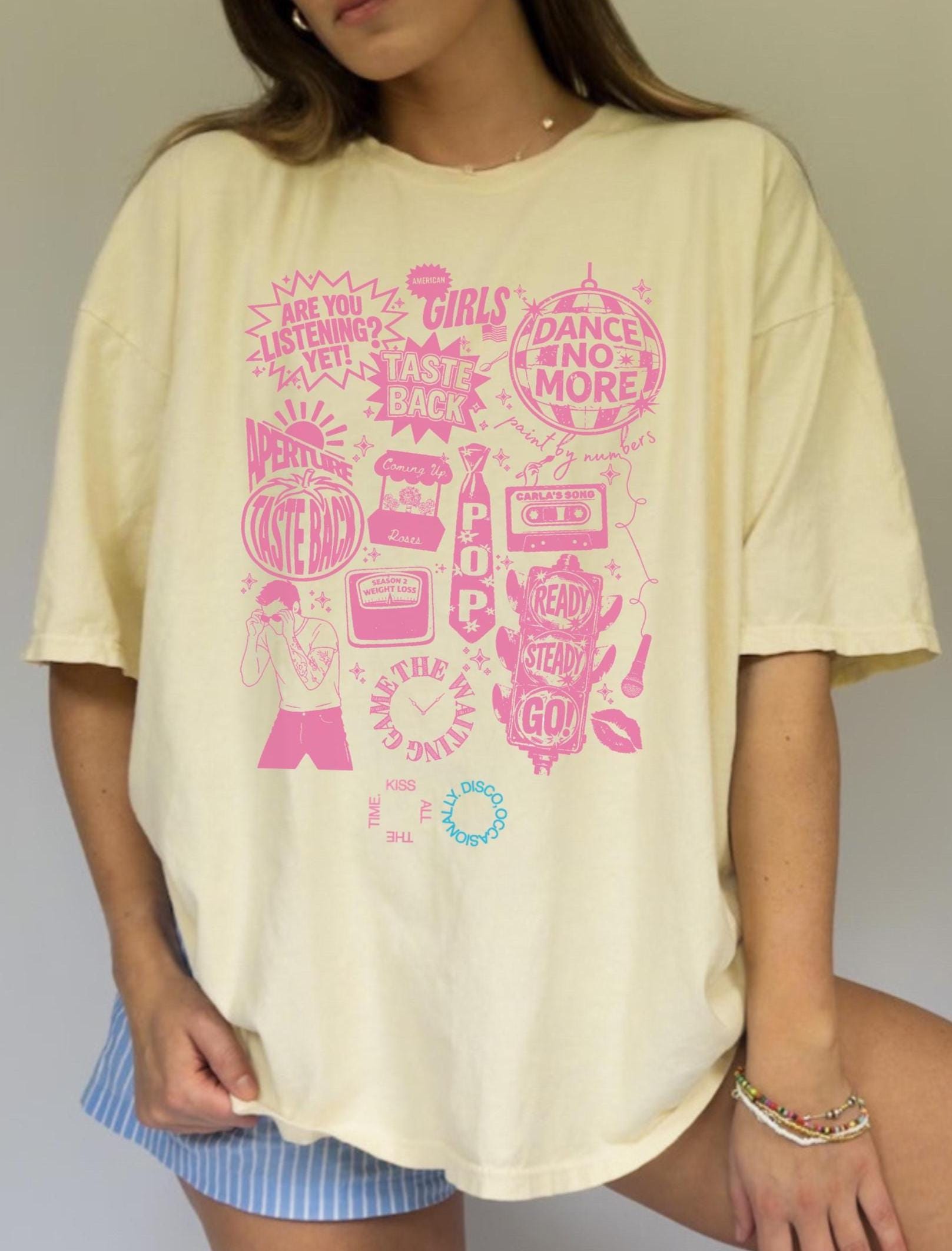 Kiss All the Time, Disco Occasionally Tracklist Tee, garment-dyed unisex relaxed fit KISSCO Songs, Dance No More aesthetic concert outfit gift