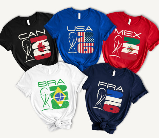 World Soccer Fan Shirt, Custom Any Country Flag 26 Tee, Unisex Cotton, International Football Tournament Gift for Men Women, Game Day Outfit